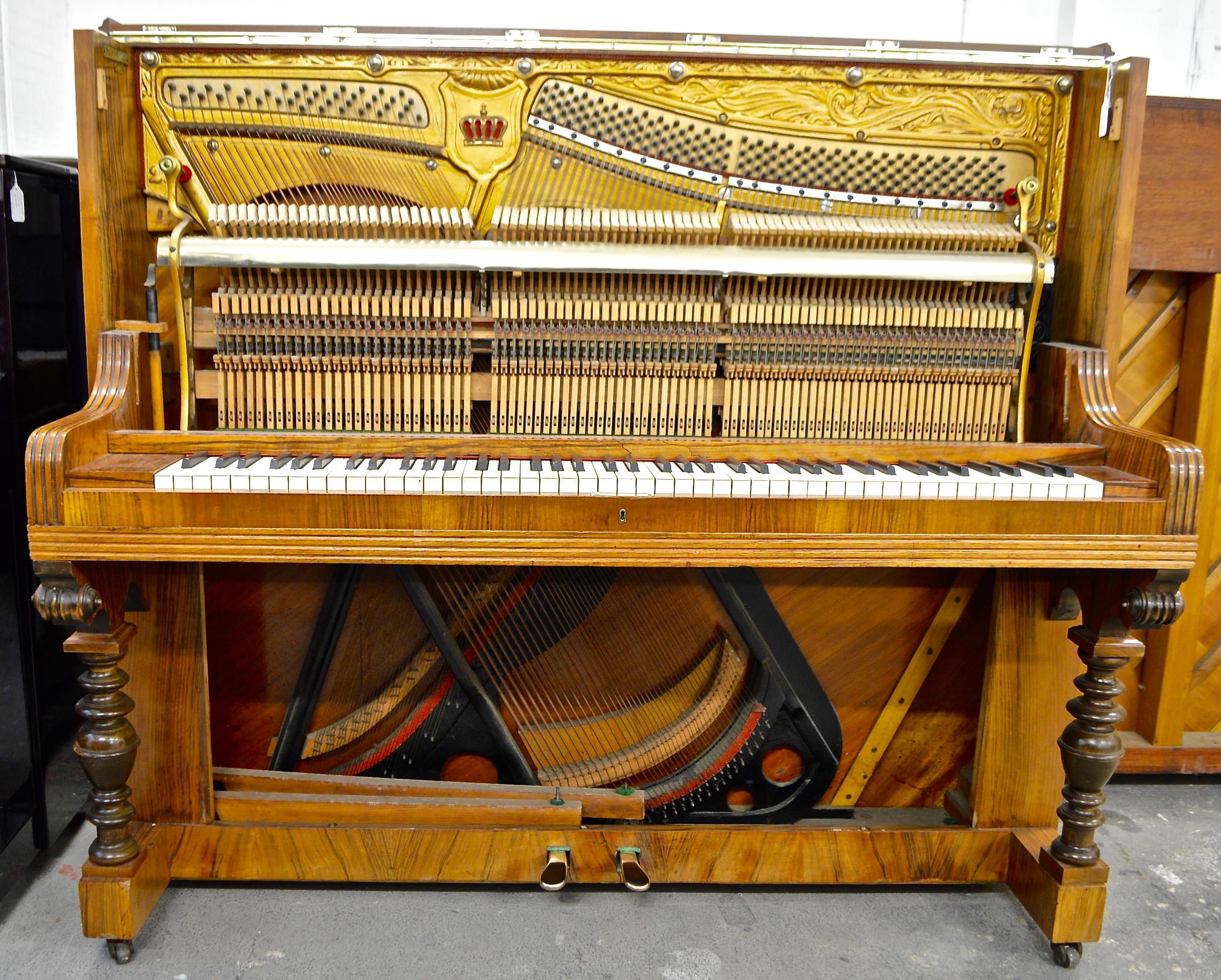 Early 20th Century Himmel Berlin Piano in Burl Walnut