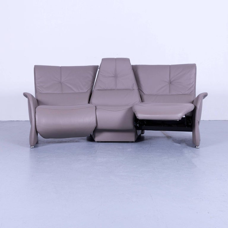 Himolla Cinema Sofa Grey Leather Two-Seat Recliner at 1stdibs