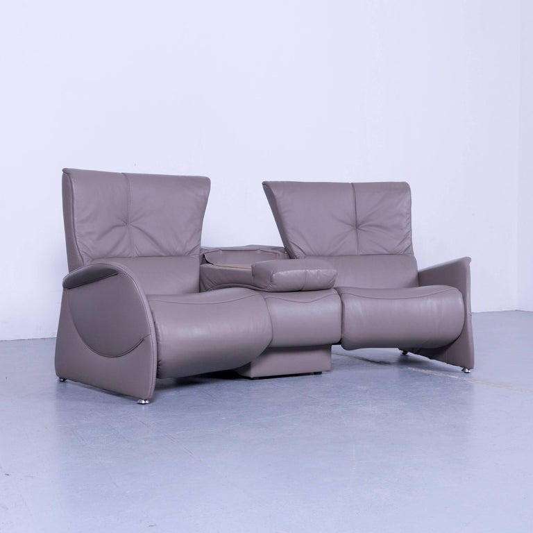 Himolla Cinema Sofa Grey Leather Two-Seat Recliner at 1stdibs