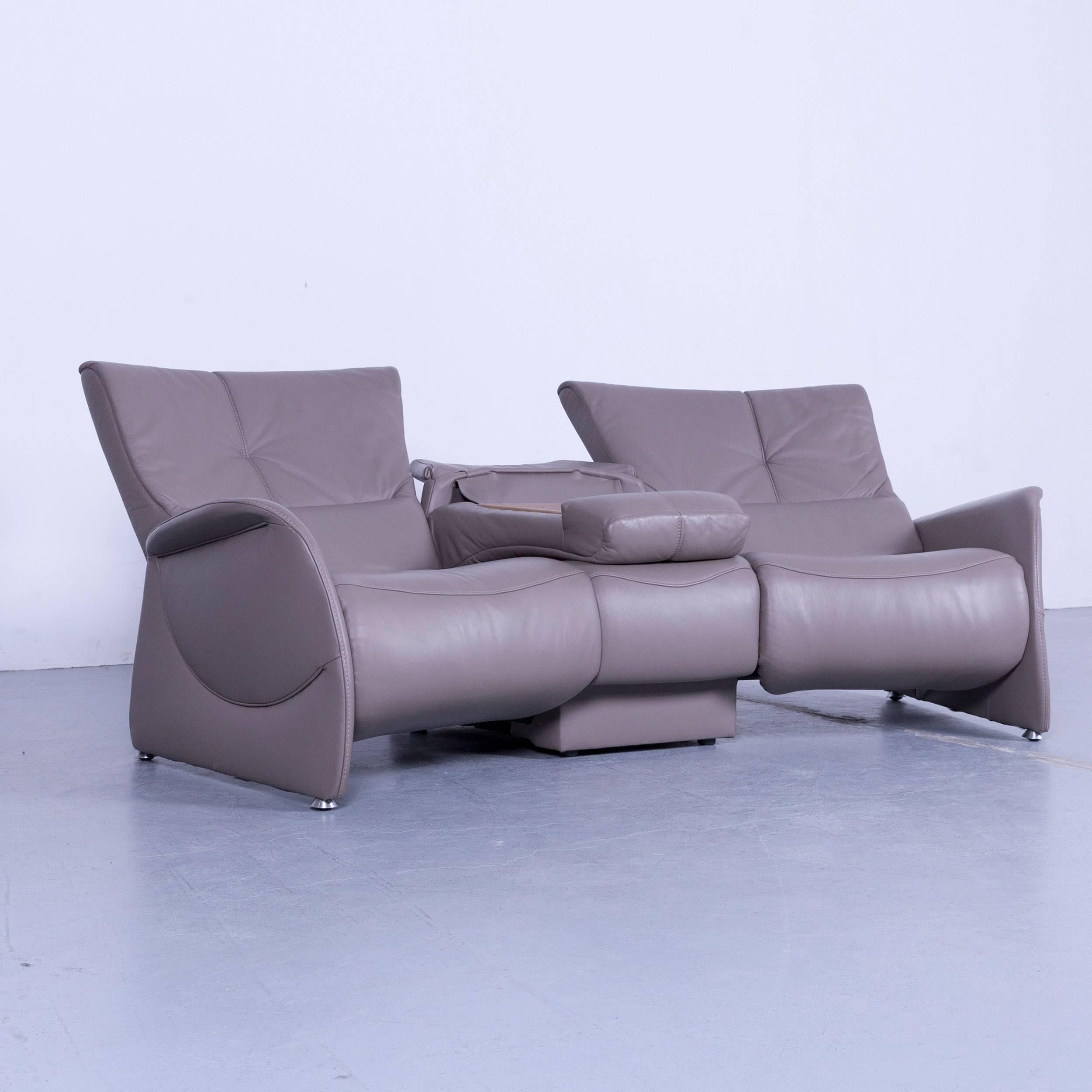 Himolla Cinema Sofa Graues Leder-Liegesessel mit zwei Sitzen (21. Jahrhundert und zeitgenössisch)
