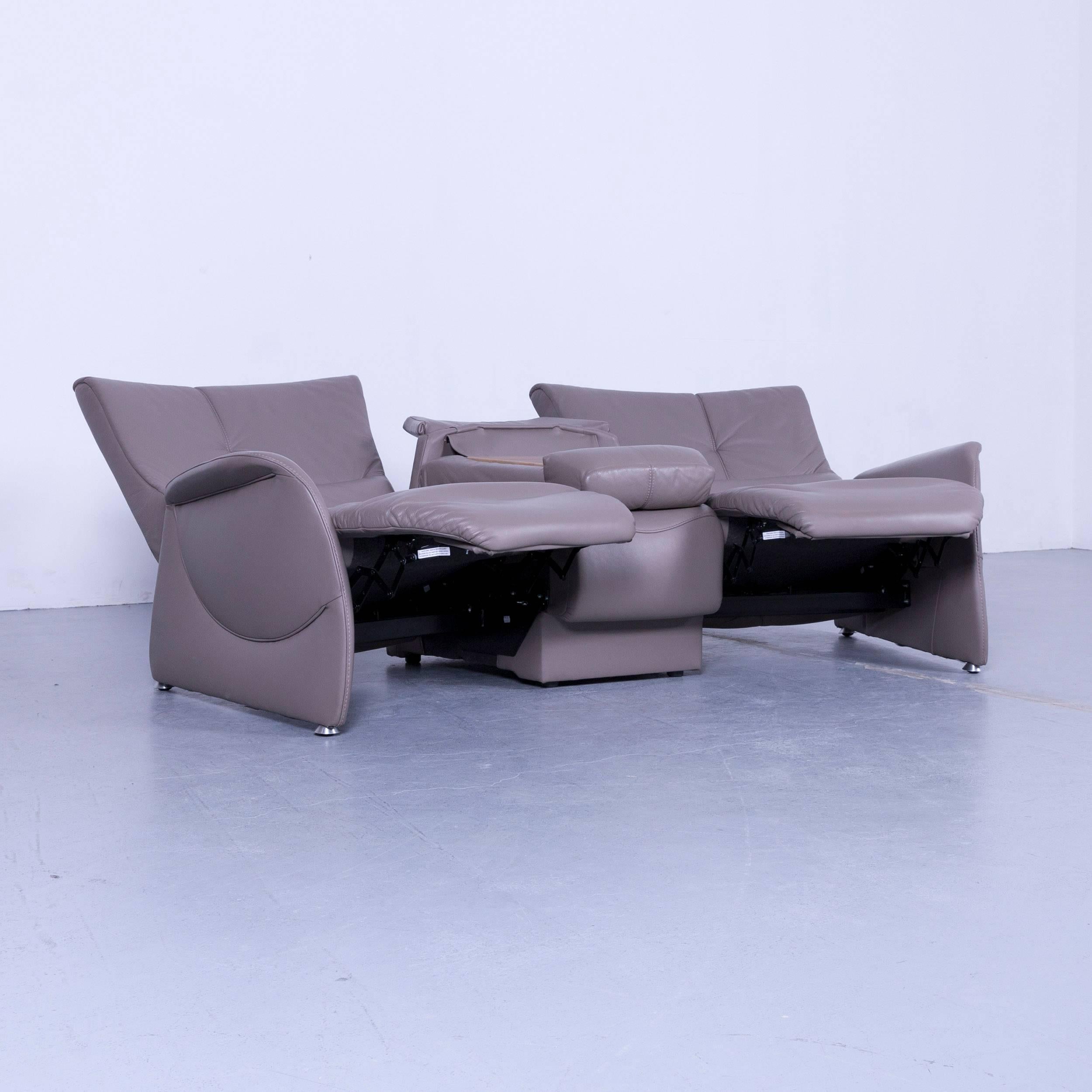 Himolla Cinema Sofa Graues Leder-Liegesessel mit zwei Sitzen 1