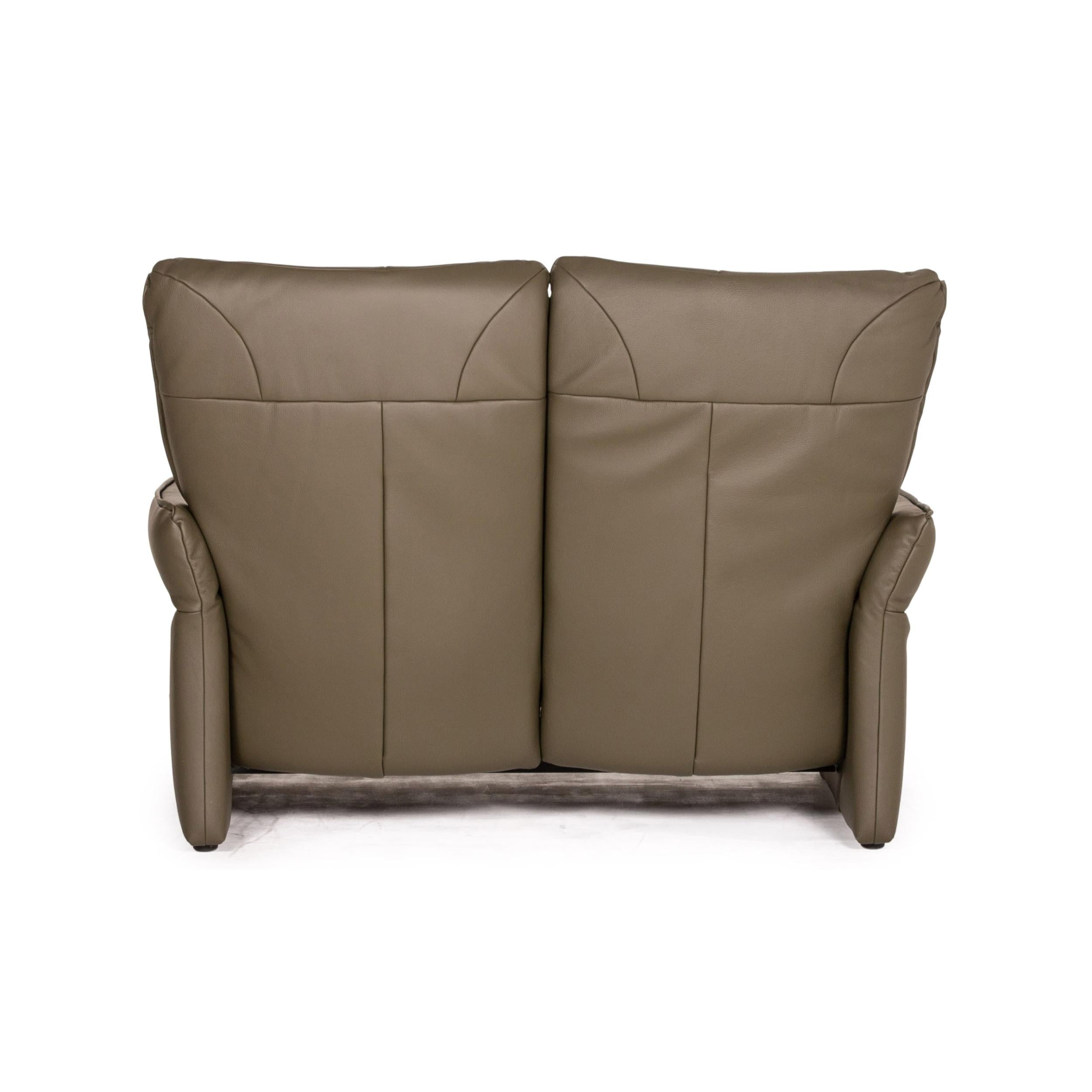 Himolla Cumuly Leather Sofa Olive Green Gray Green Two-Seater Function Relax 1
