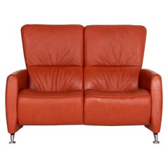 Himolla Cumuly Leather Sofa Orange Two-Seat Couch