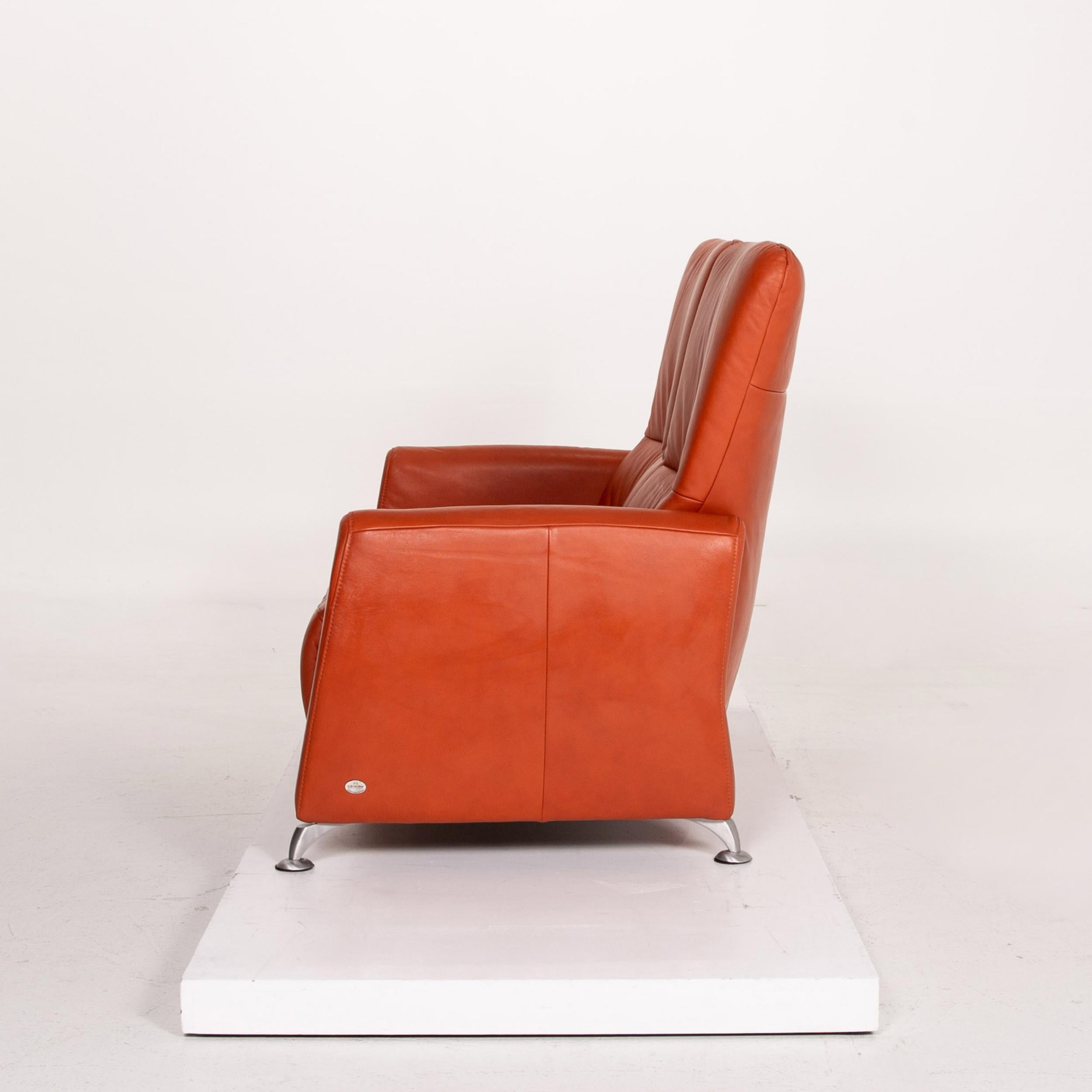Himolla Cumuly Leather Sofa Orange Two-Seat Couch For Sale 4