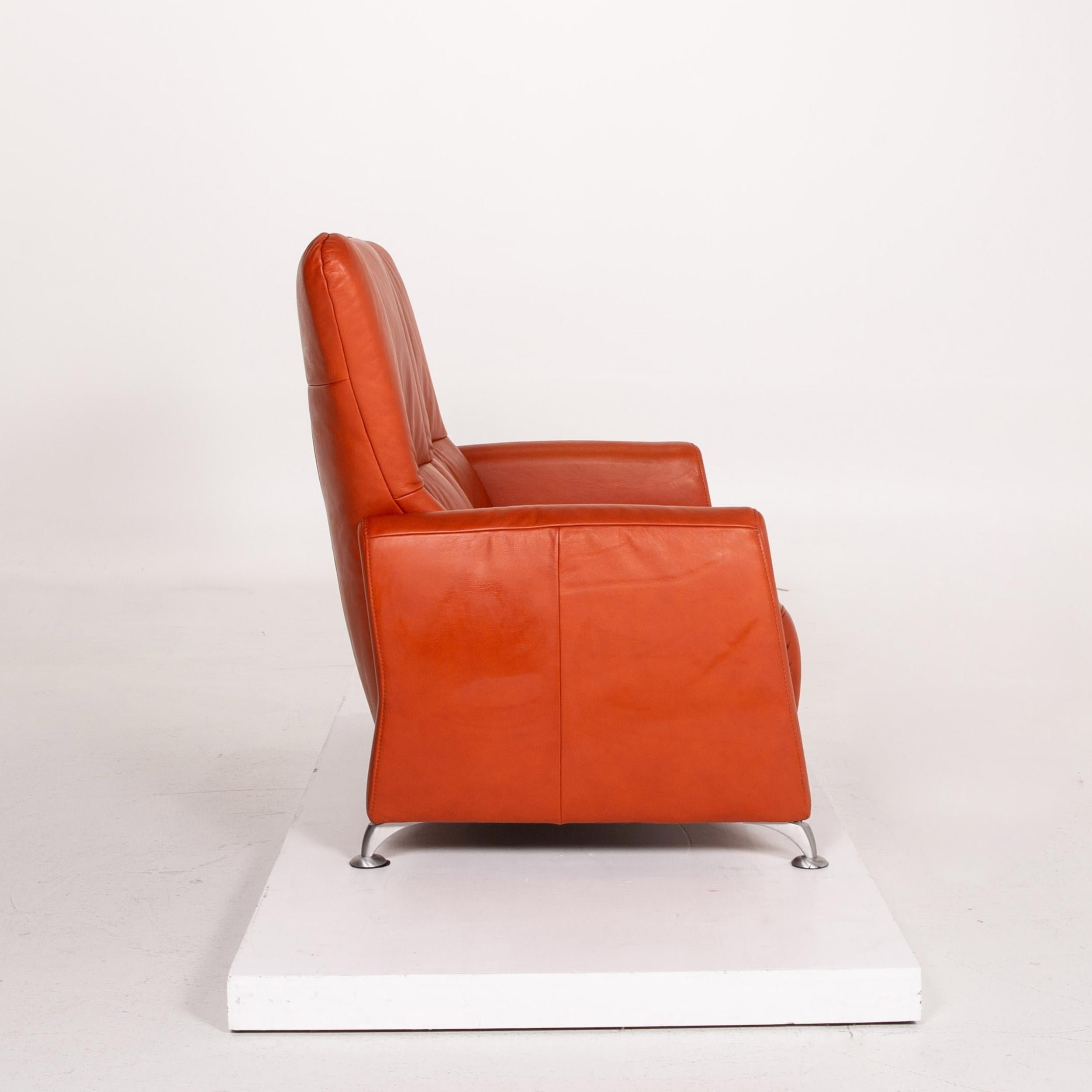 Himolla Cumuly Leather Sofa Orange Two-Seat Couch For Sale 2