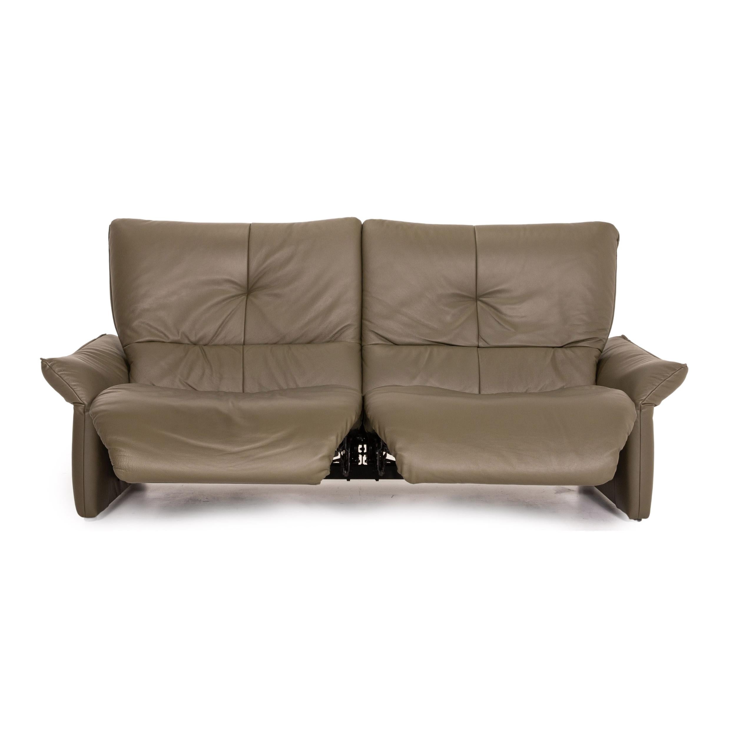 Polish Himolla Cumuly Leather Sofa Set Olive Green 1x Three-Seater 1x Two-Seater