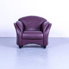 Himolla Designer Armchair Purple Leather Velvet Relax One Seat Couch Modern