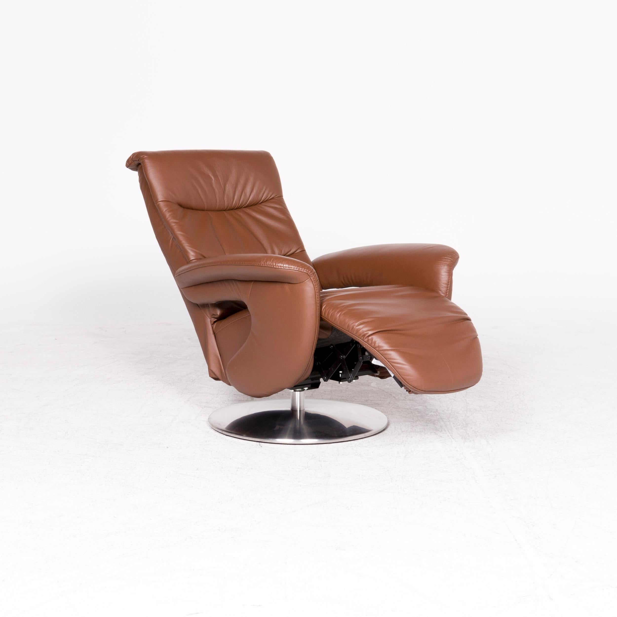 Modern Himolla Designer Leather Armchair Brown Genuine Leather Chair
