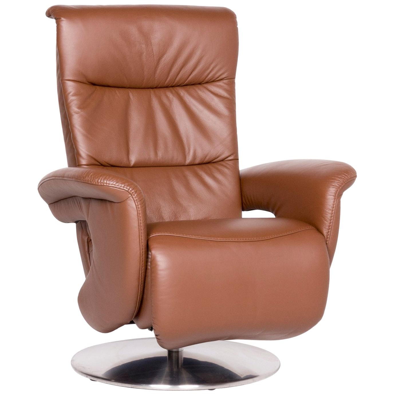 Himolla Designer Leather Armchair Brown Genuine Leather Chair