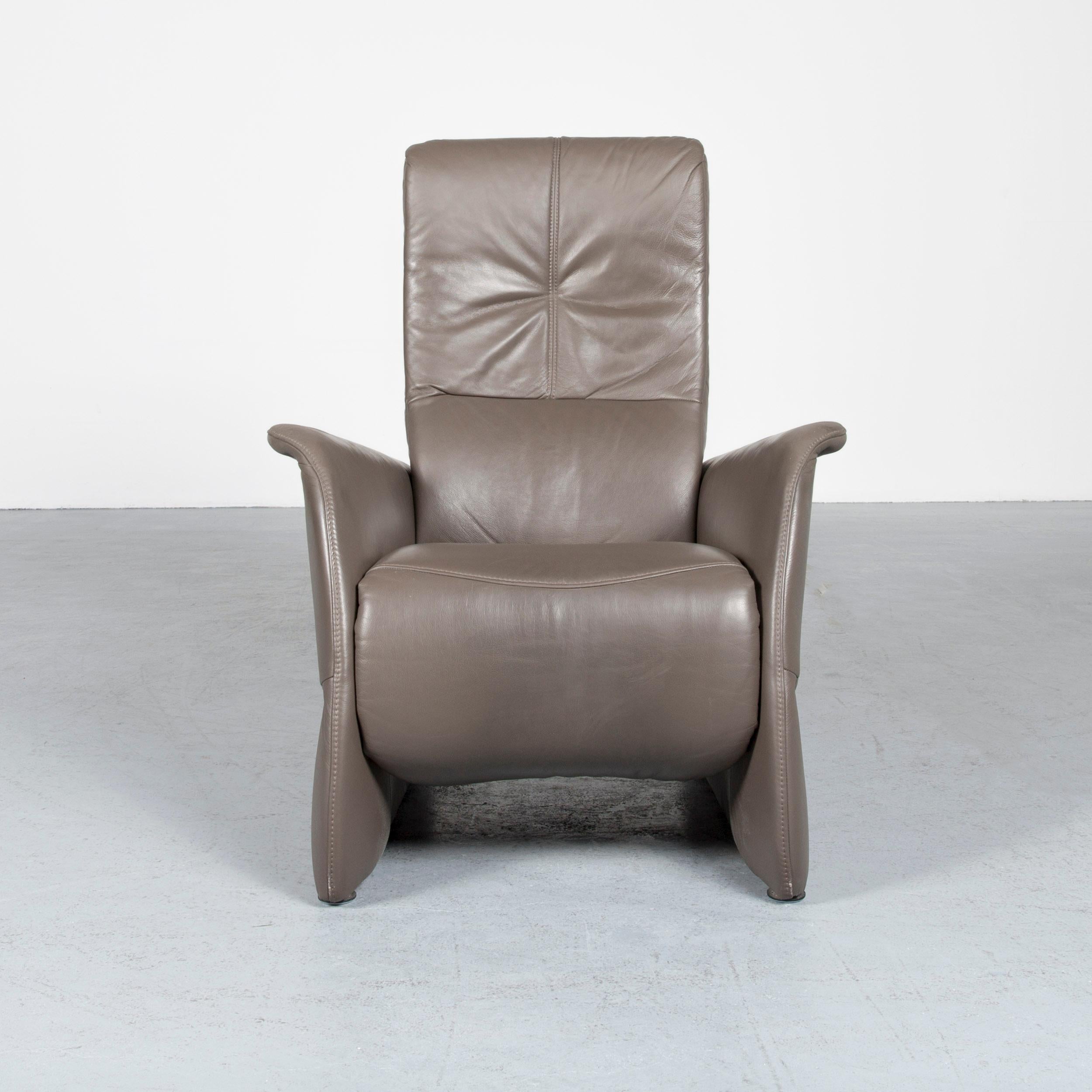 Modern Himolla Designer Leather Armchair Grey Relax Function Chair For Sale