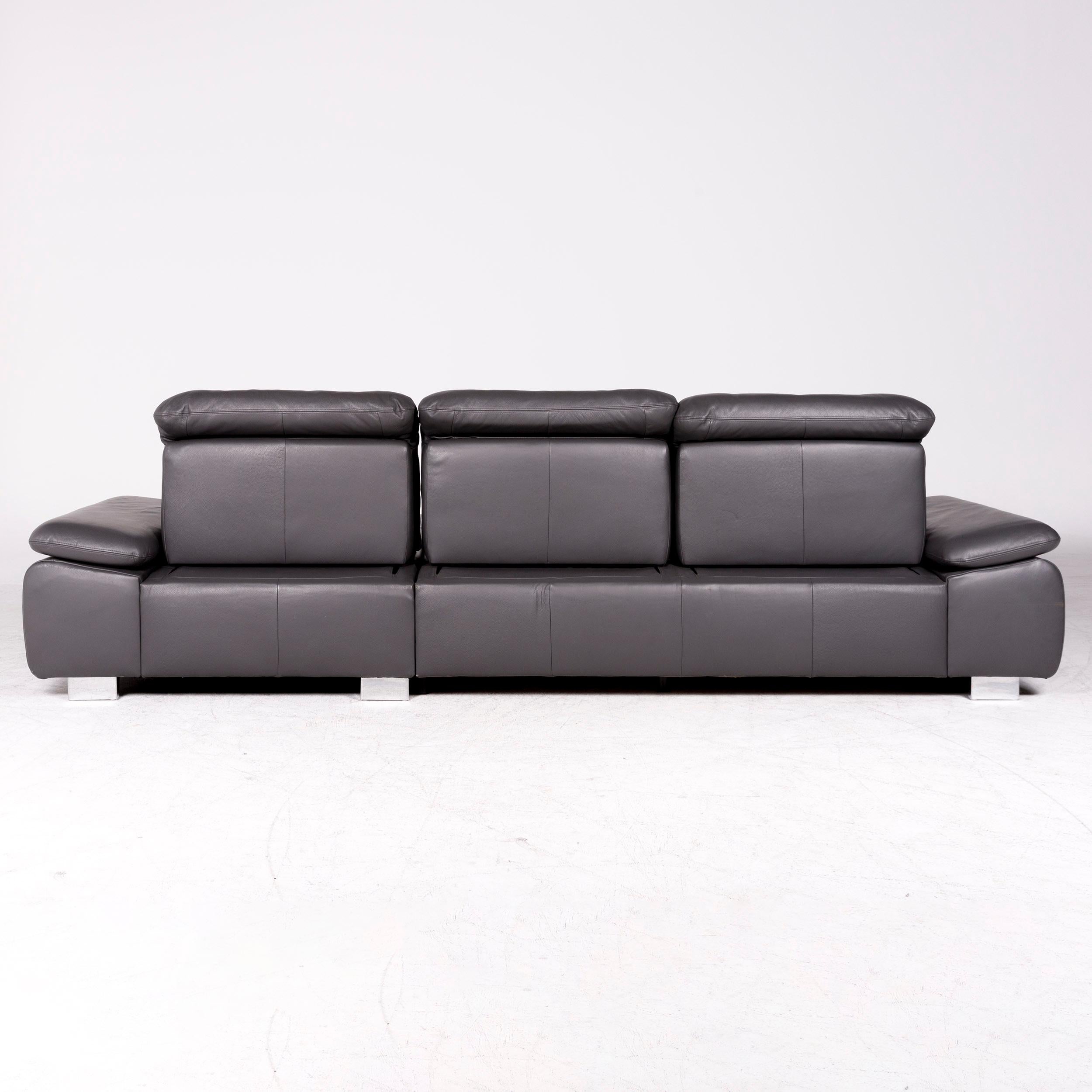 Himolla Designer Leather Corner Sofa Gray Genuine Leather Sofa Couch 3