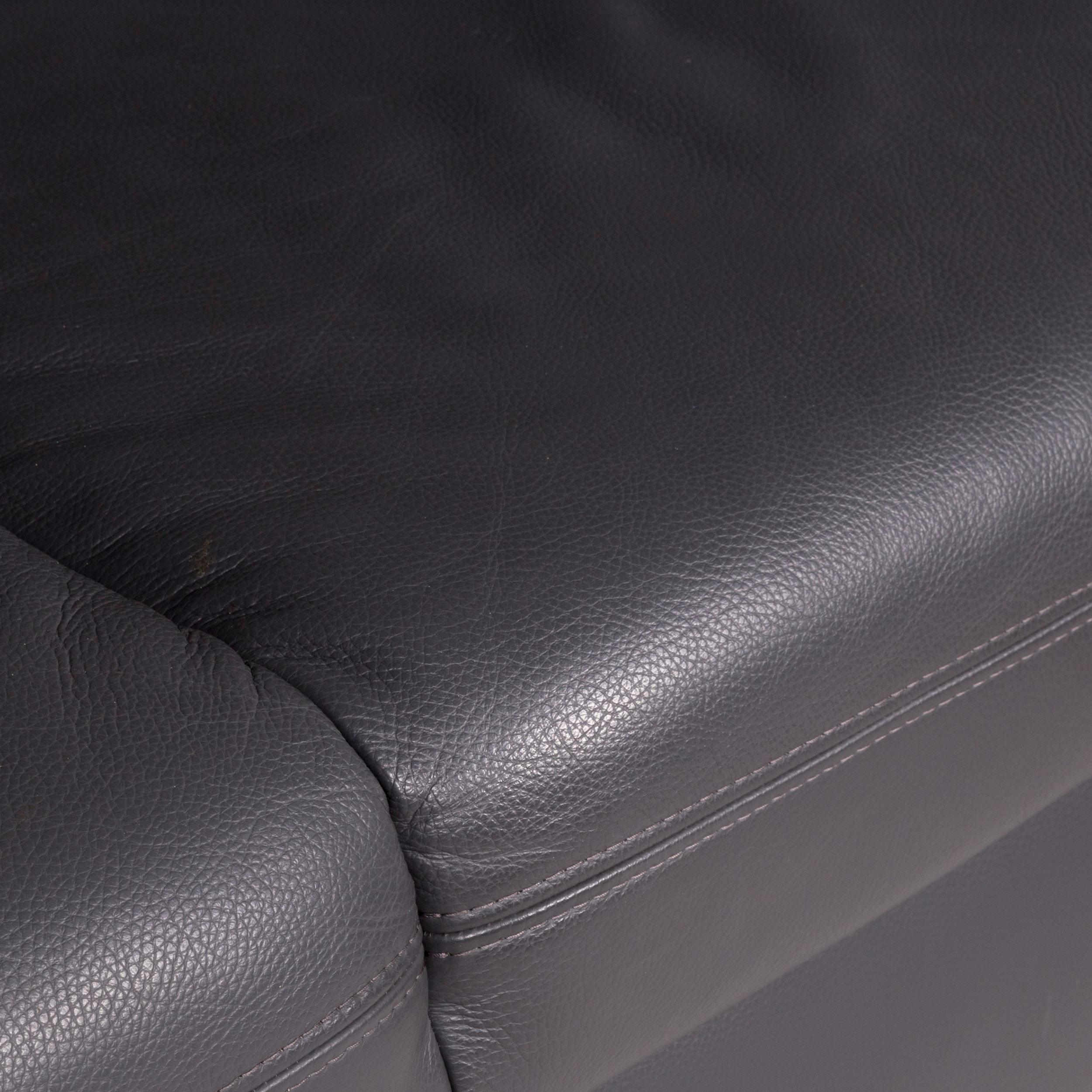 Polish Himolla Designer Leather Corner Sofa Gray Genuine Leather Sofa Couch