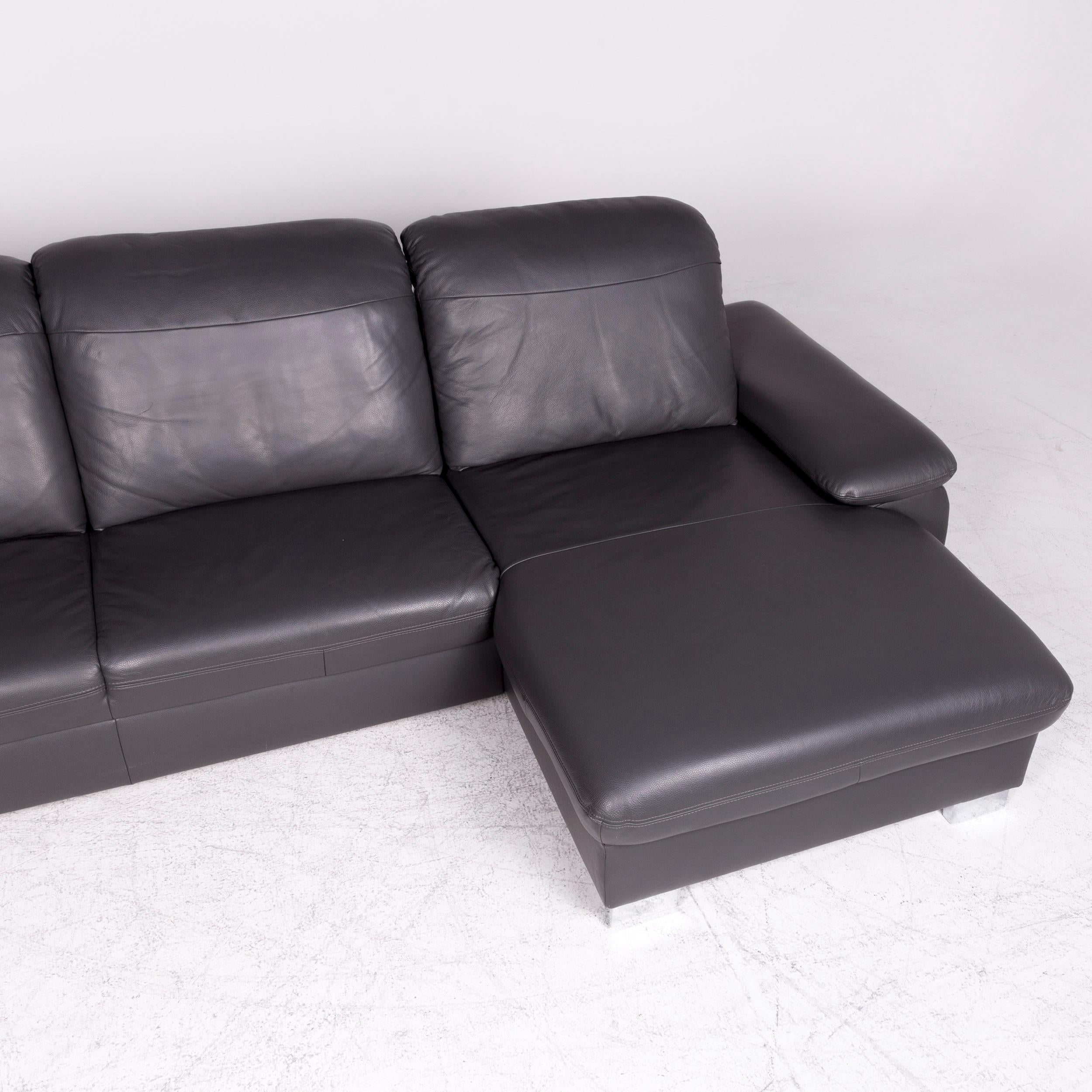 Himolla Designer Leather Corner Sofa Gray Genuine Leather Sofa Couch In Good Condition In Cologne, DE