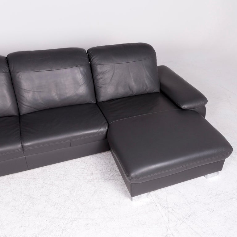 Himolla Designer Leather Corner Sofa Gray Genuine Leather Sofa