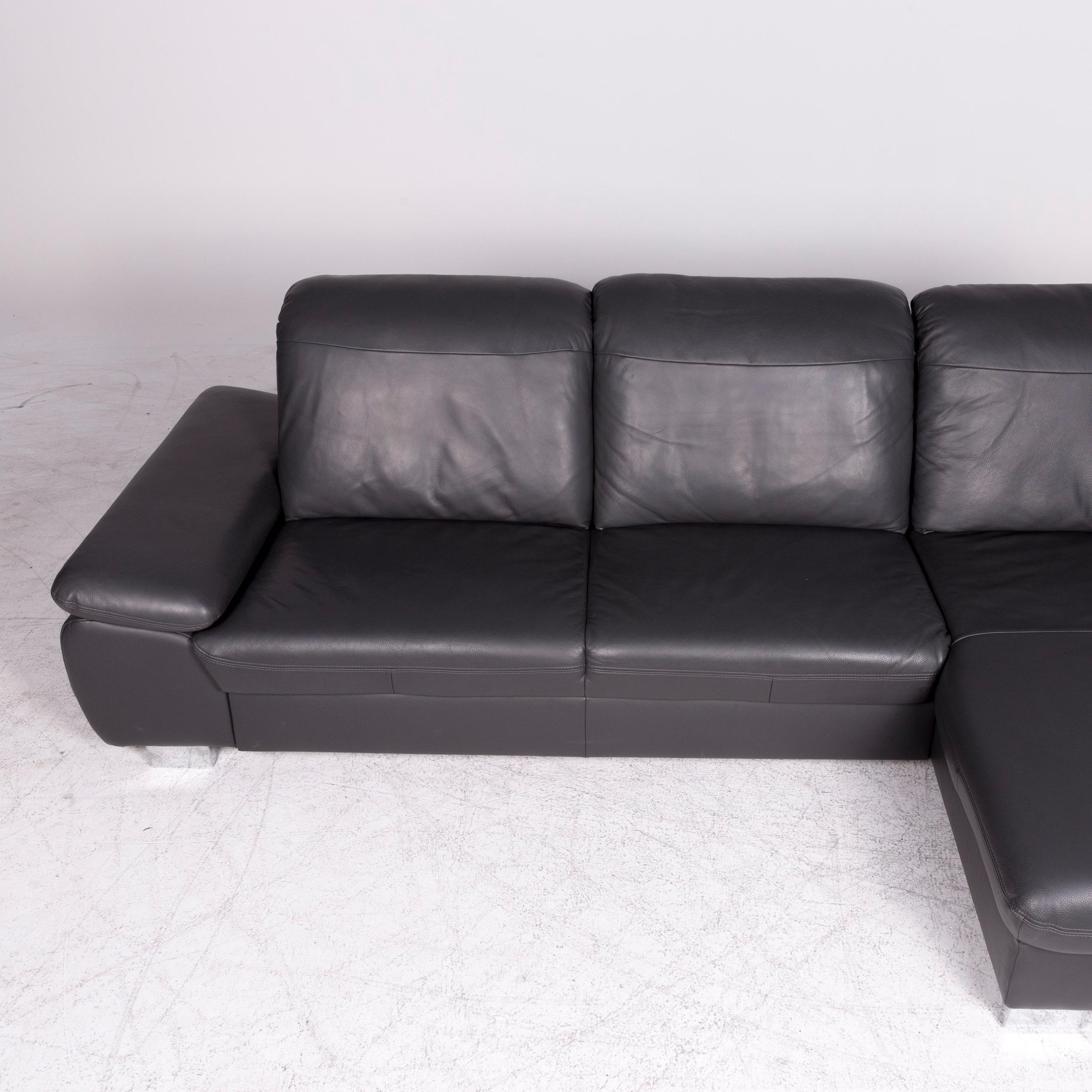 Contemporary Himolla Designer Leather Corner Sofa Gray Genuine Leather Sofa Couch