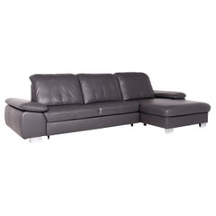 Himolla Designer Leather Corner Sofa Gray Genuine Leather Sofa Couch