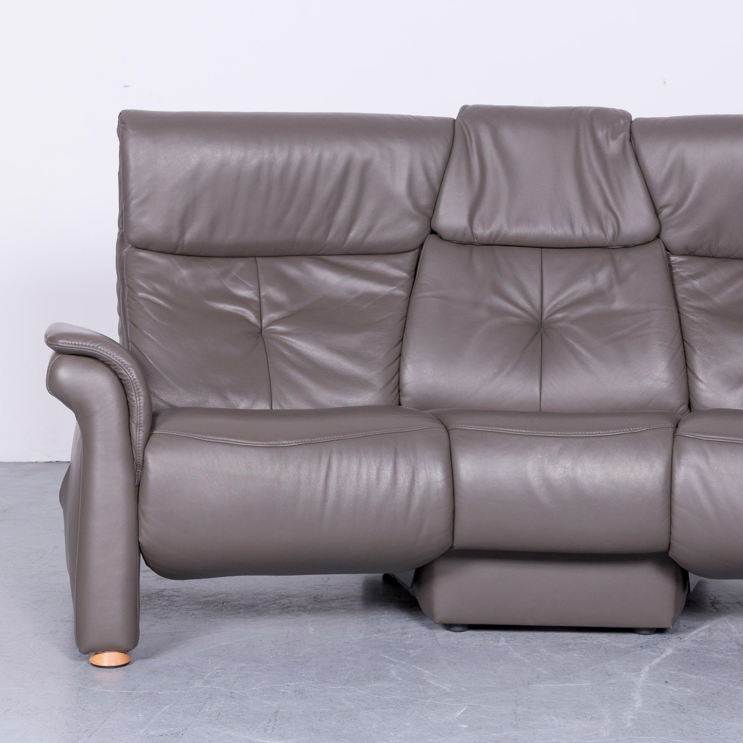 Himolla Designer Leather Sofa Grey Three-Seat Couch Recliner In Good Condition In Cologne, DE