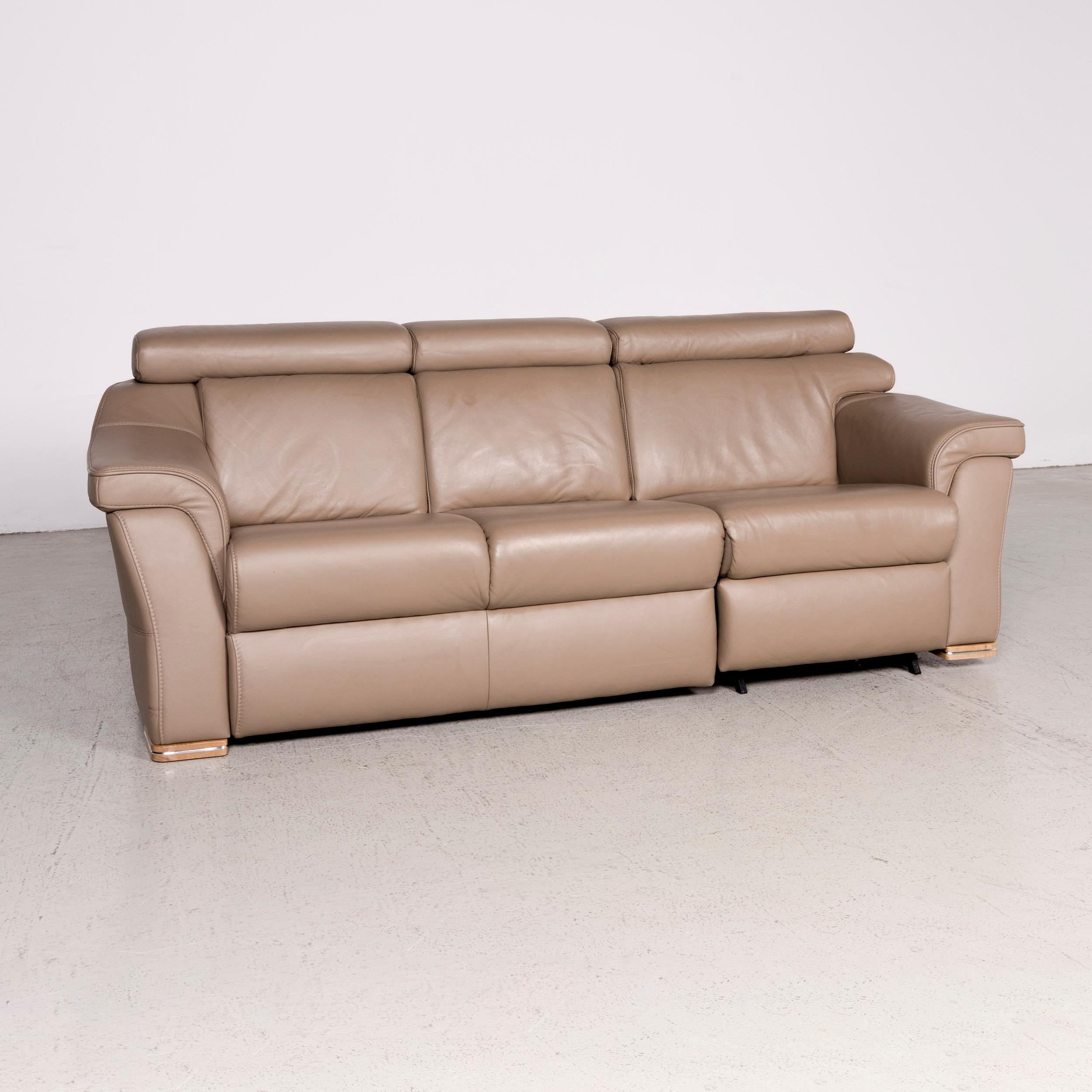 Polish Himolla Designer Leather Sofa Set Brown Genuine Leather Two-Seat Three-Seat For Sale