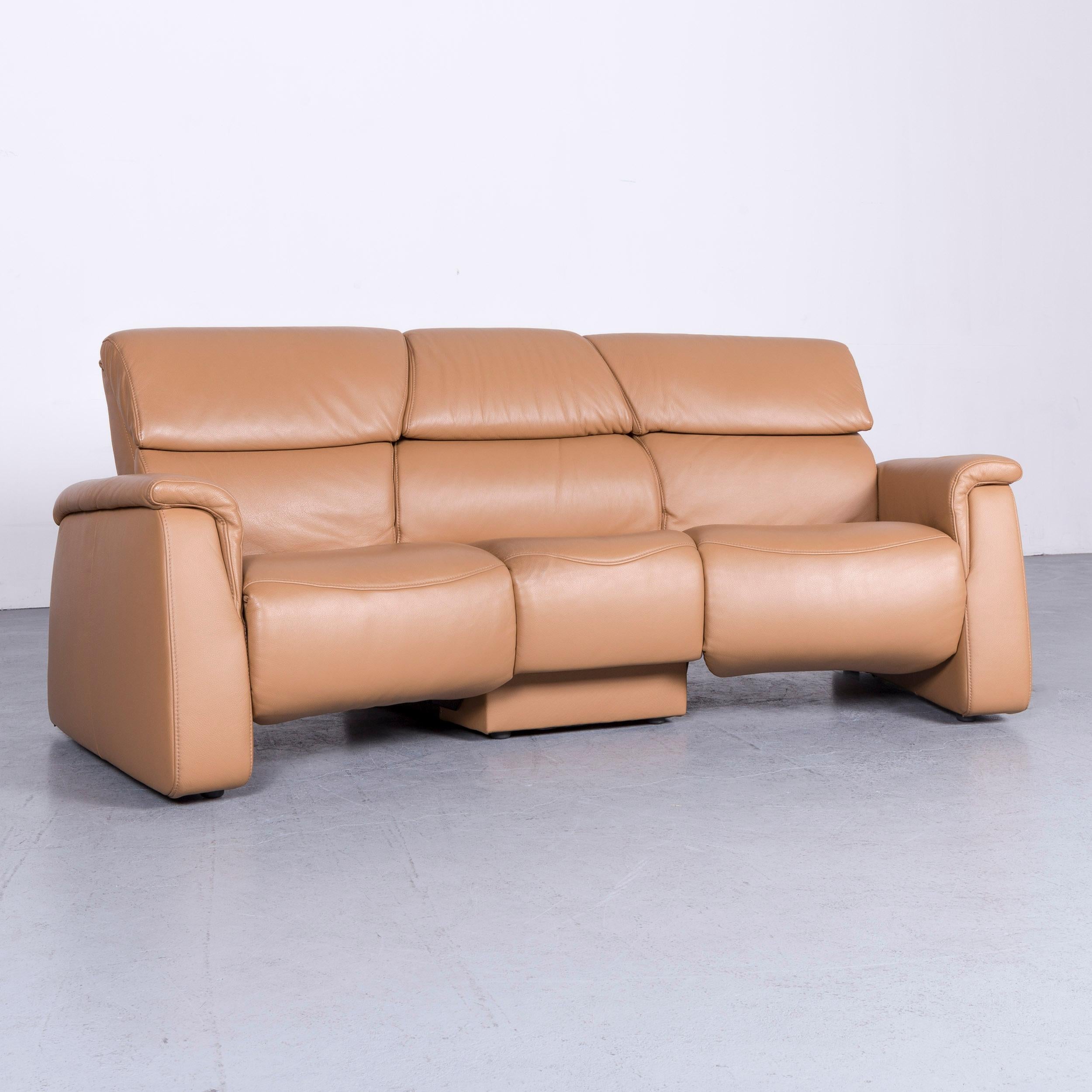 German Himolla Designer Sofa Beige Three-Seat Couch Recliner Function