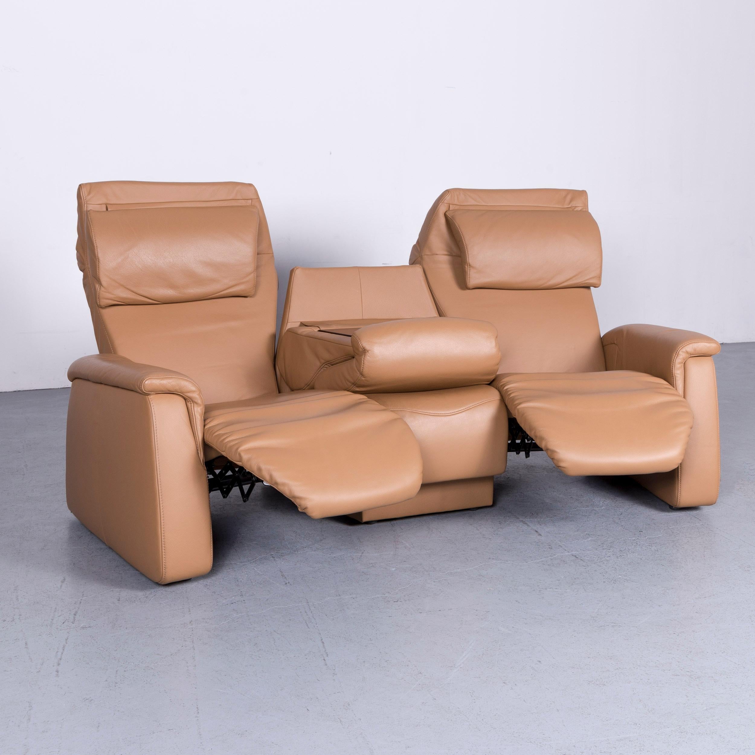Contemporary Himolla Designer Sofa Beige Three-Seat Couch Recliner Function