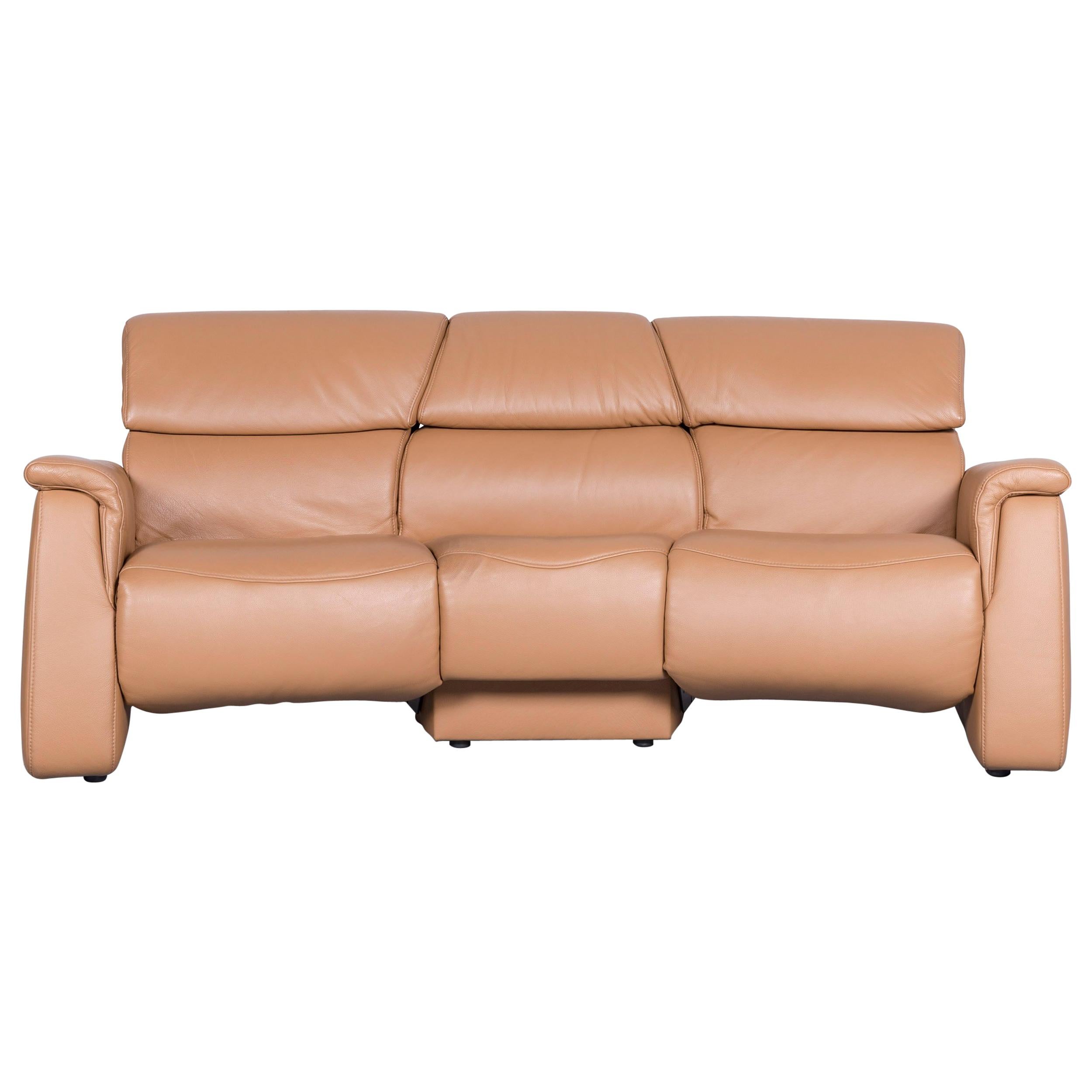 Himolla Designer Sofa Beige Three-Seat Couch Recliner Function