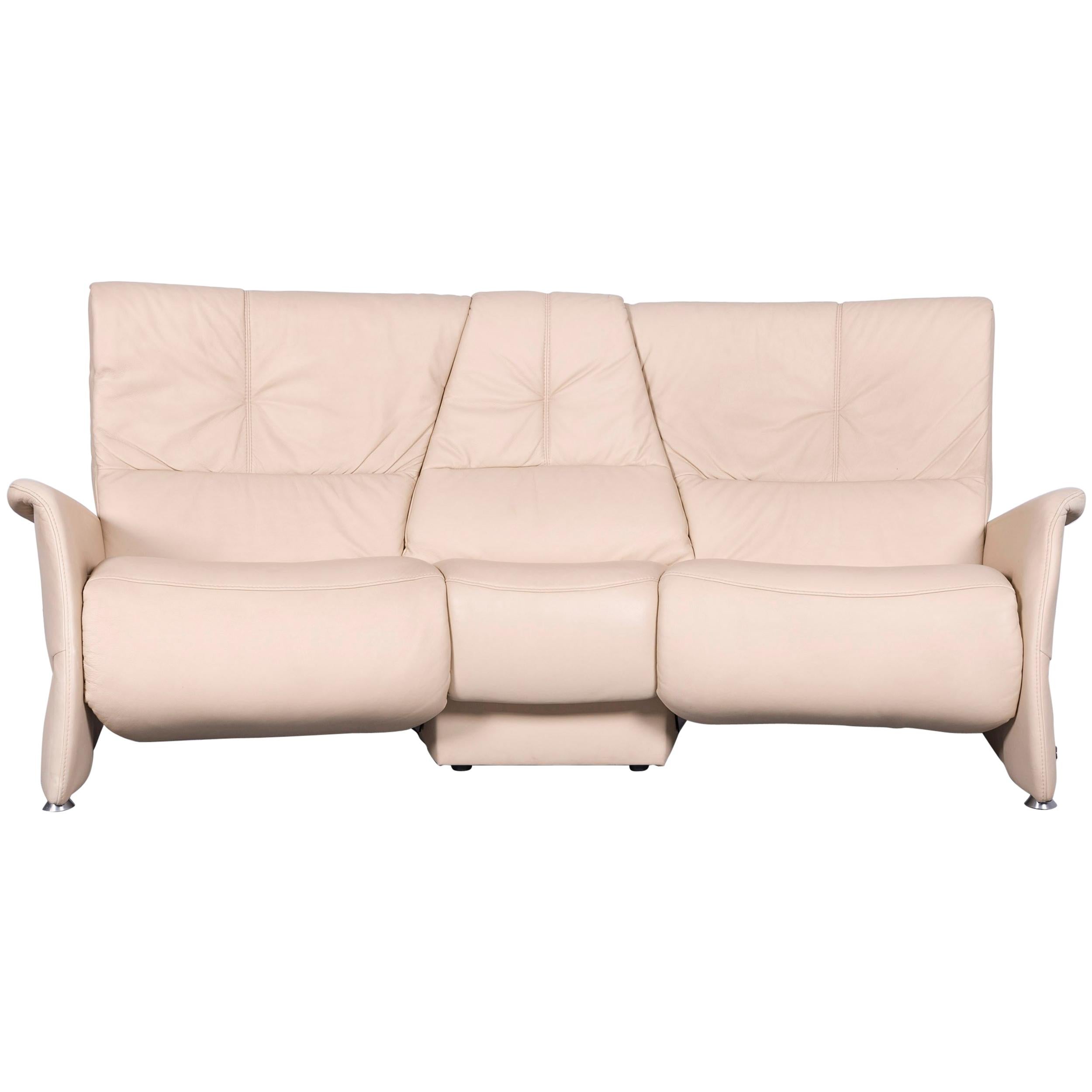 Himolla Designer Sofa Beige Three-Seat Couch Recliner Function For Sale