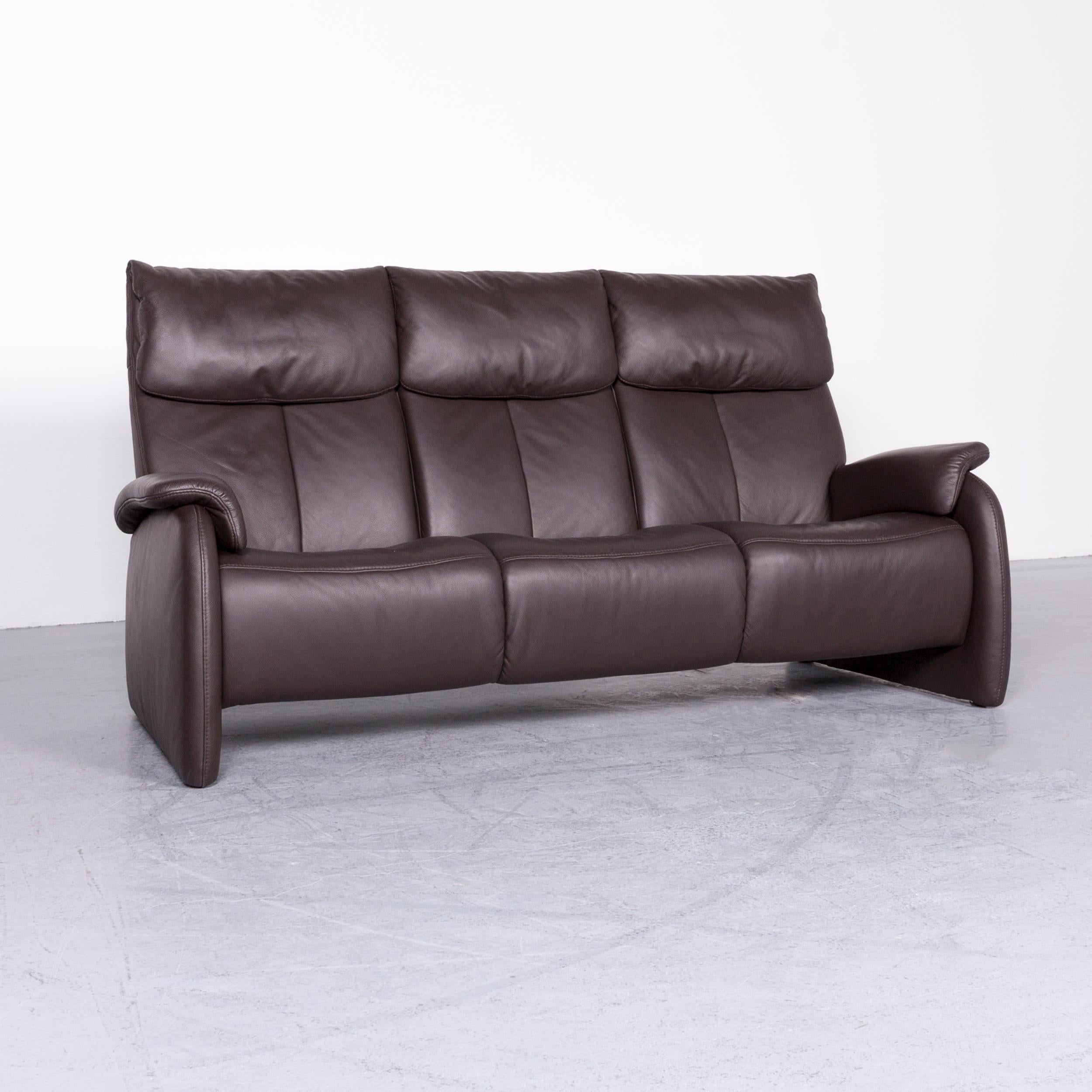 Modern Himolla Designer Sofa Brown Leather Three-Seat Couch