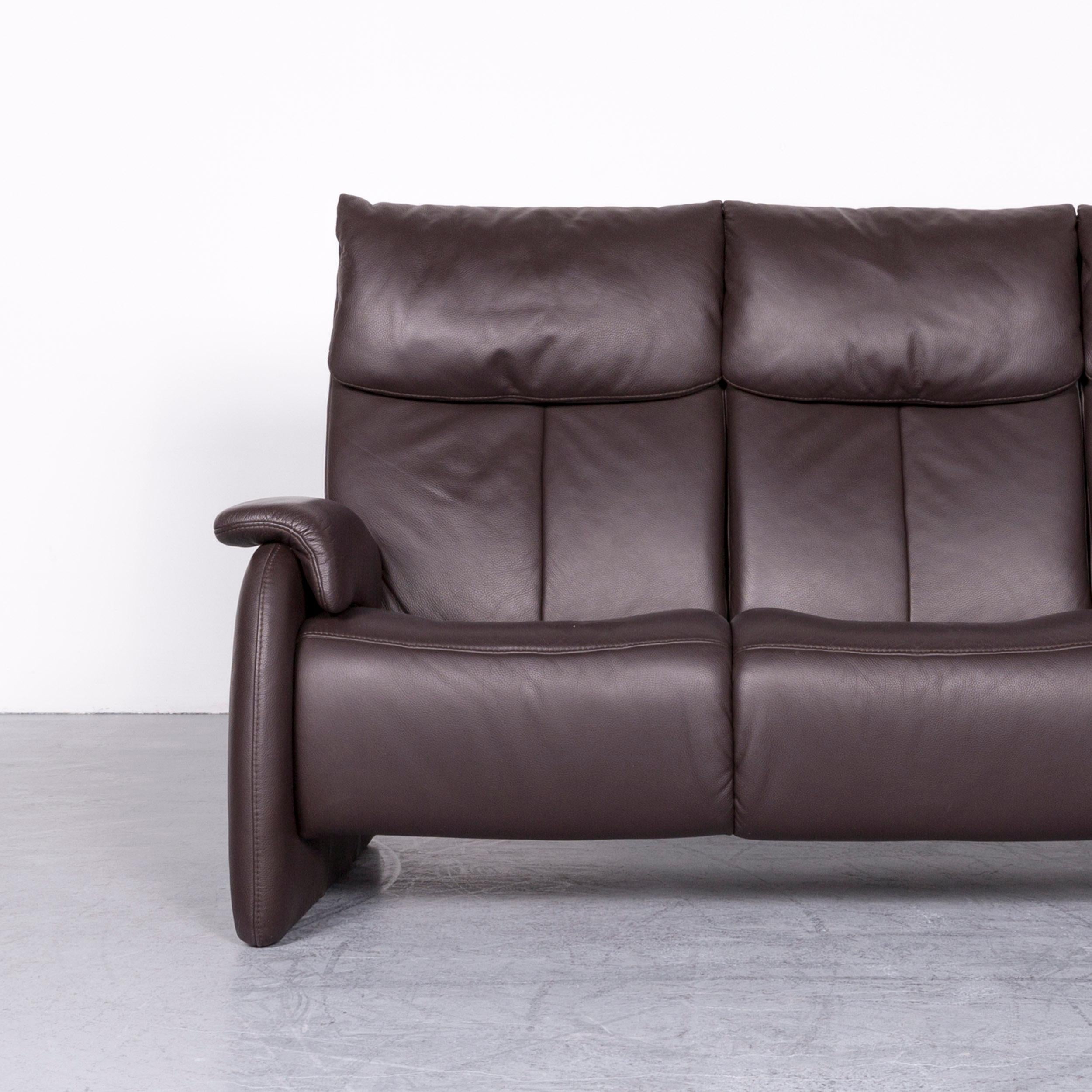 German Himolla Designer Sofa Brown Leather Three-Seat Couch