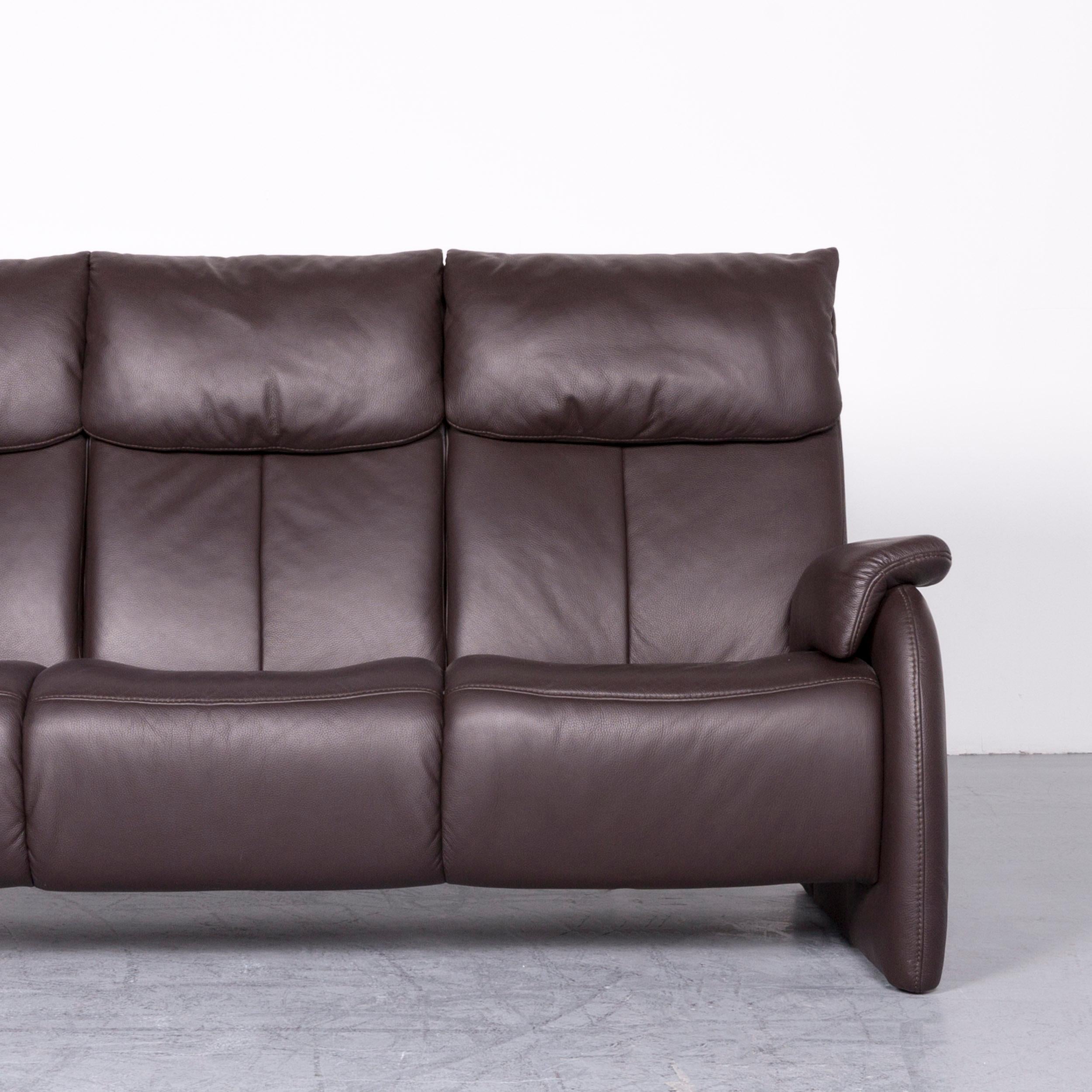Himolla Designer Sofa Brown Leather Three-Seat Couch In Good Condition In Cologne, DE