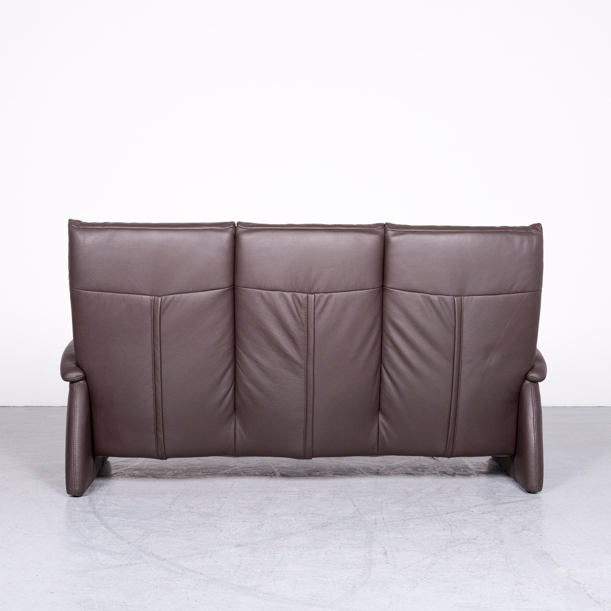 Himolla Designer Sofa Brown Leather Three-Seat Couch 3