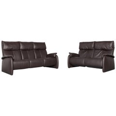 Himolla Designer Sofa Brown Leather Three-Seat Couch
