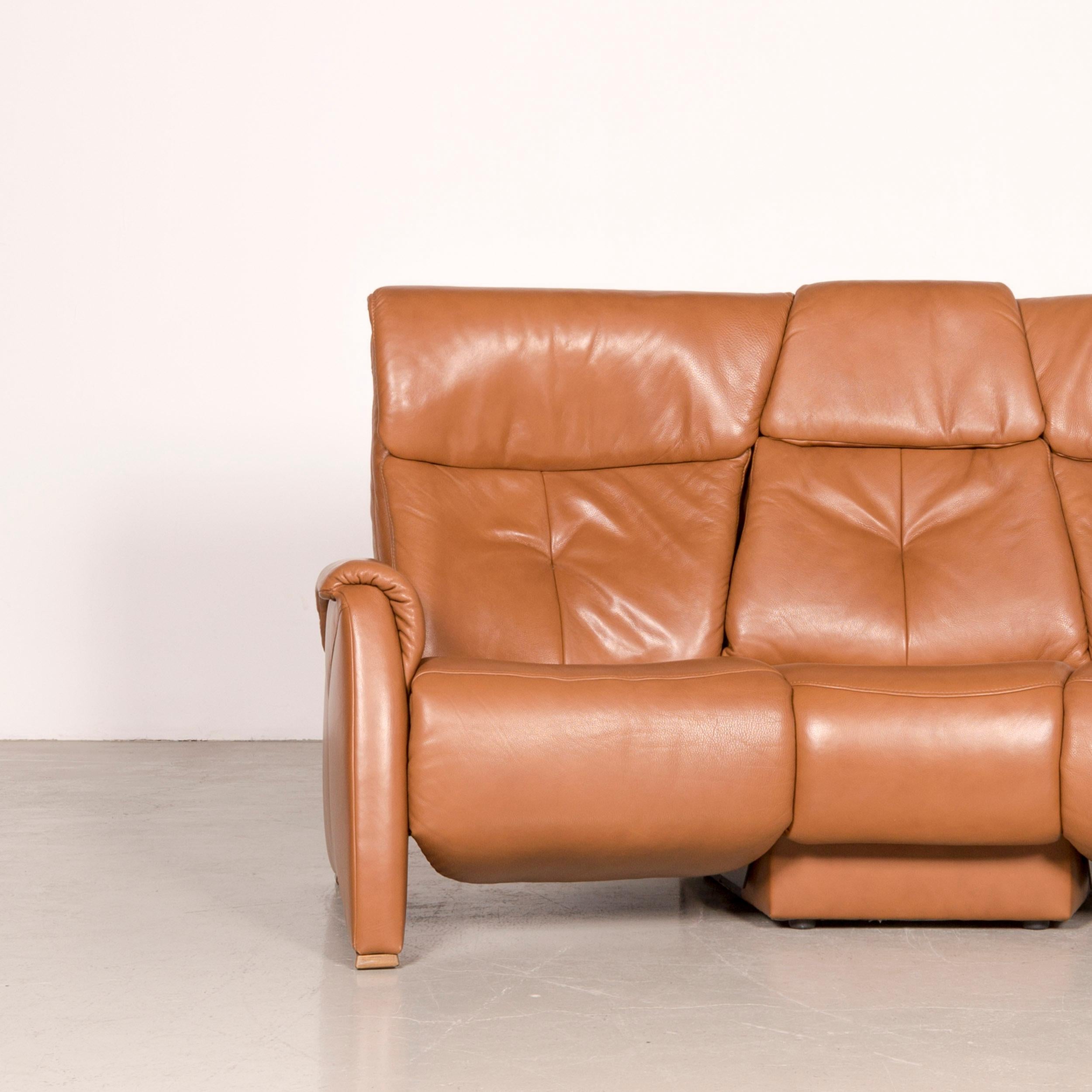 Himolla Designer Sofa Brown Leather Three-Seat Couch Recliner Function In Good Condition For Sale In Cologne, DE