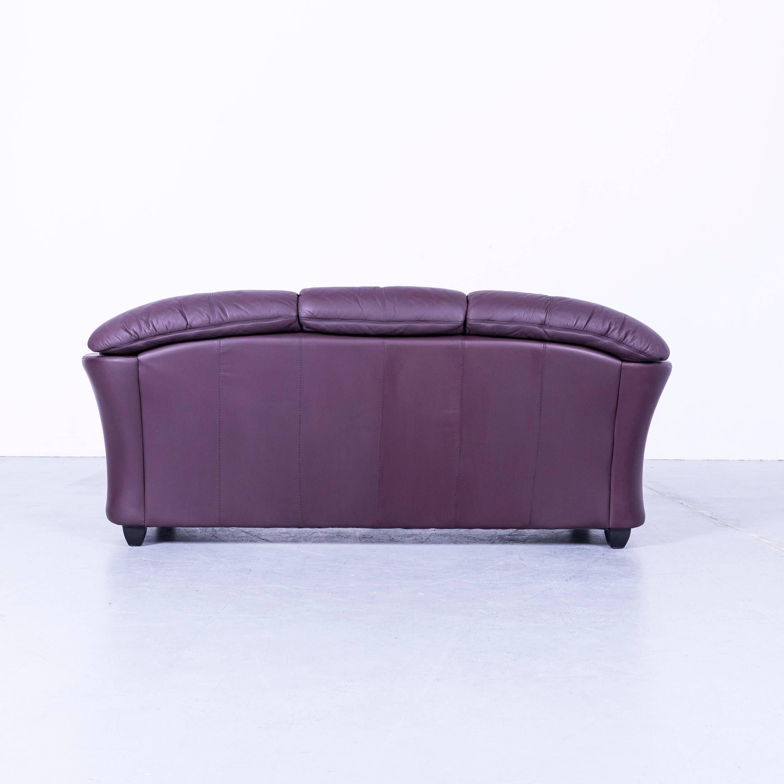 Himolla Designer Sofa Leather Purple Three-Seat Couch Germany Modern 6