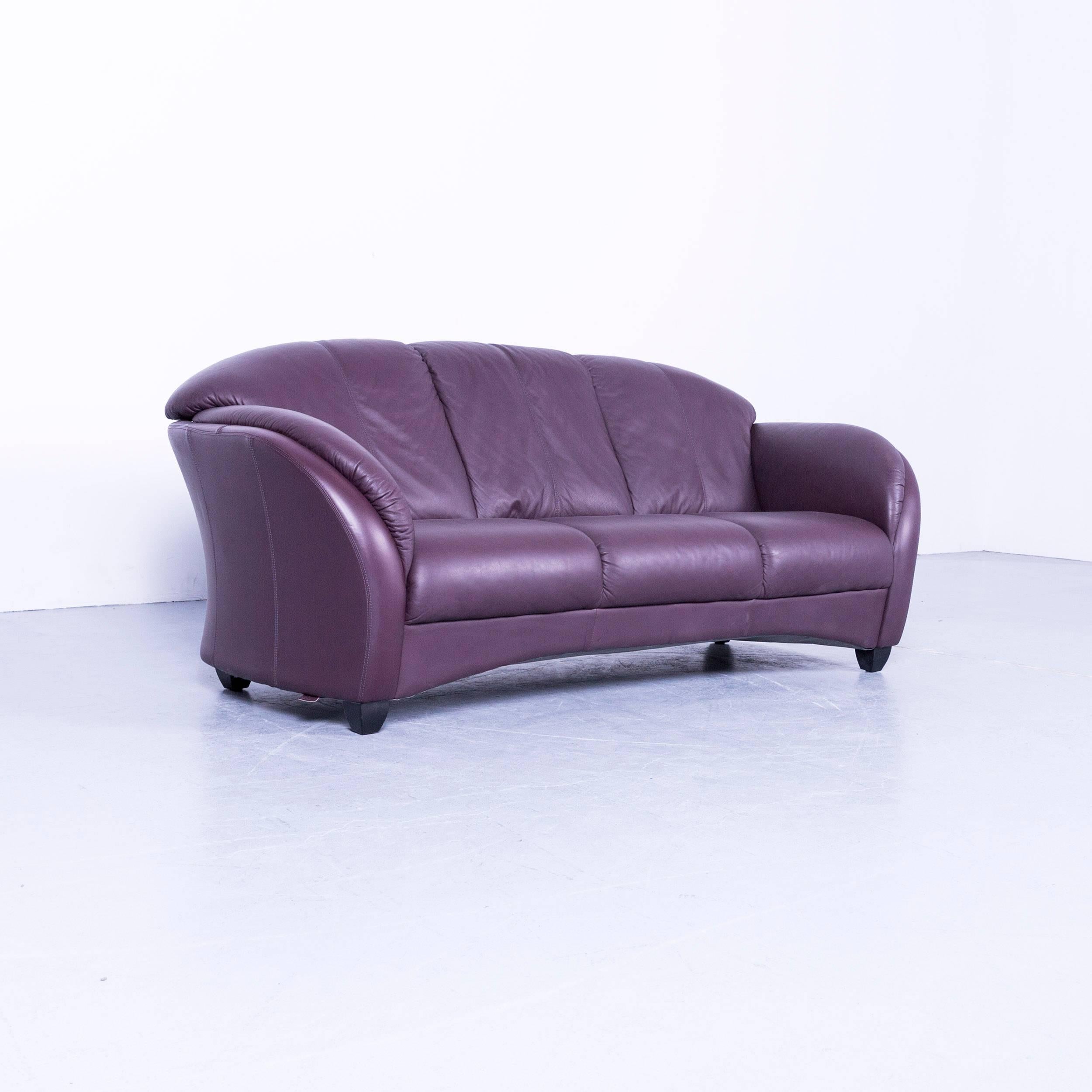 Himolla designer sofa leather purple, in a minimalistic and modern design, made for pure comfort.