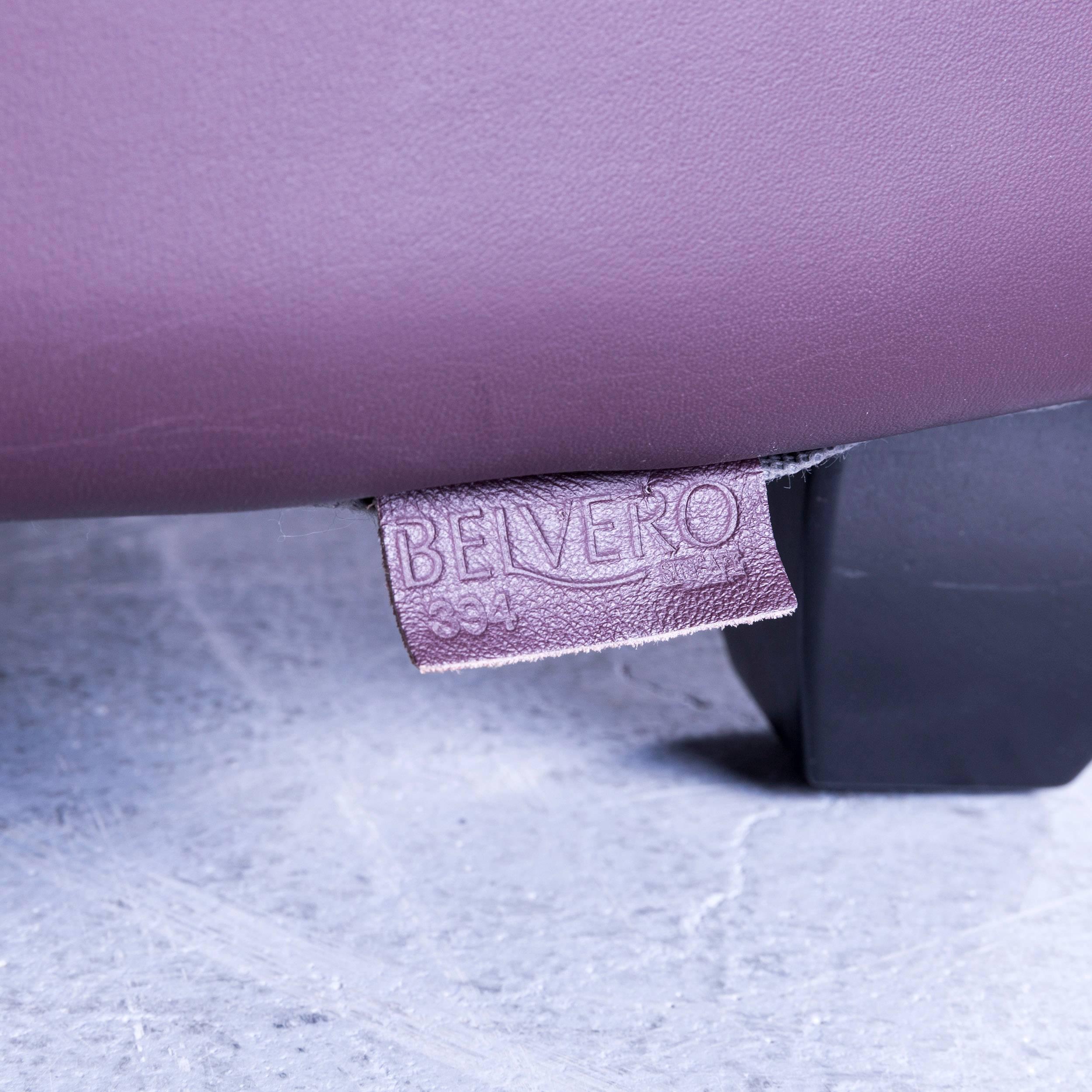 Himolla Designer Sofa Leather Purple Three-Seat Couch Germany Modern 4