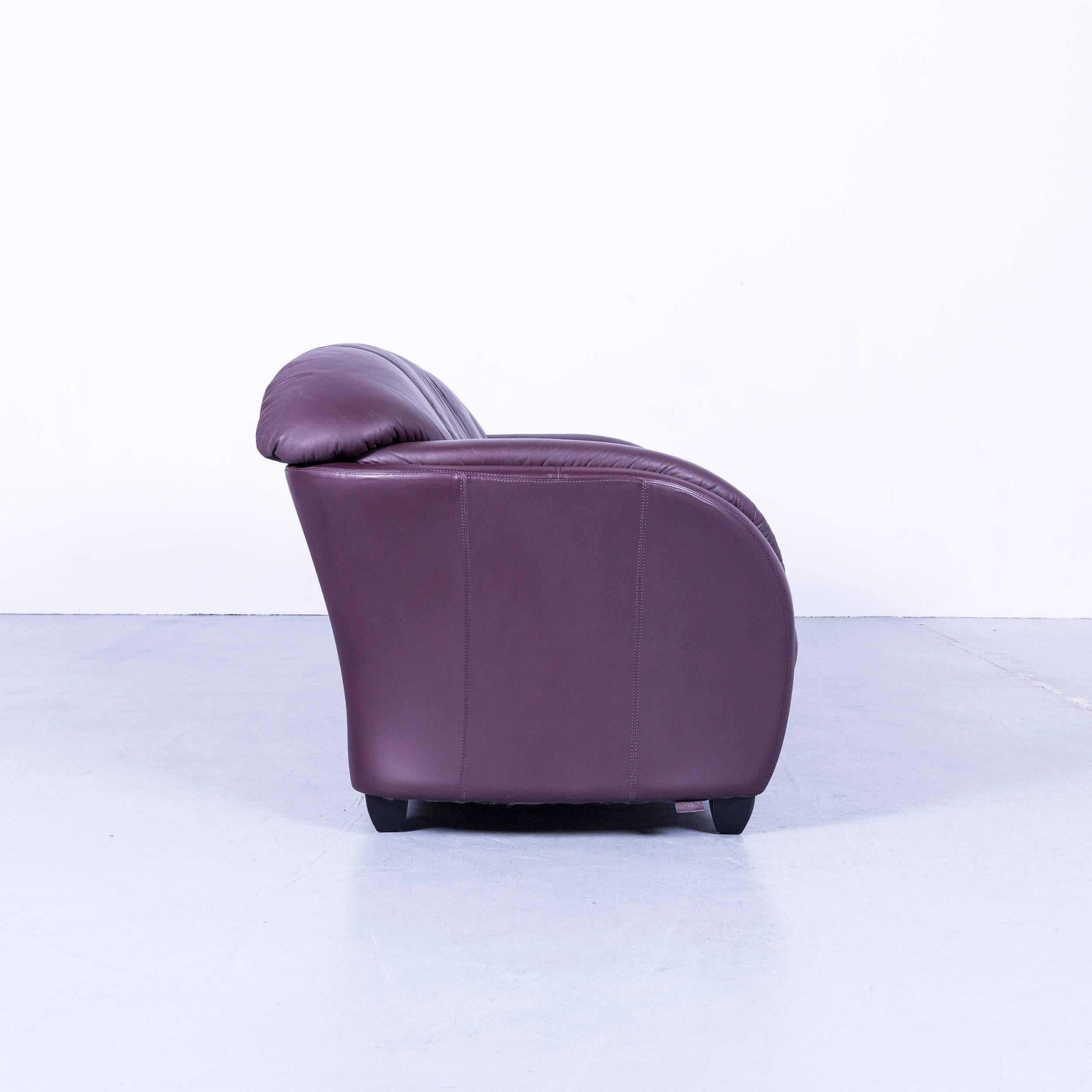 Himolla Designer Sofa Leather Purple Three-Seat Couch Germany Modern 5