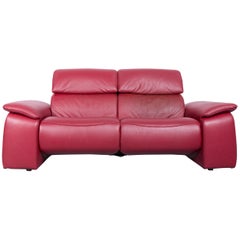Himolla Designer Sofa Red Two-Seat Couch, Germany, Electric Recliner