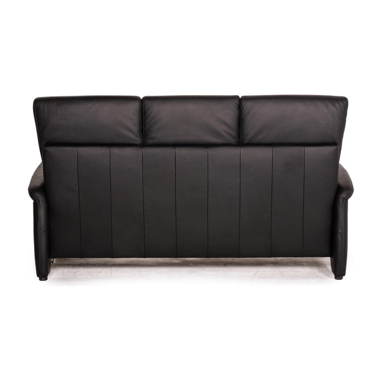 Himolla Ergoline Leather Sofa Black Three Seater Function Couch For Sale at  1stDibs