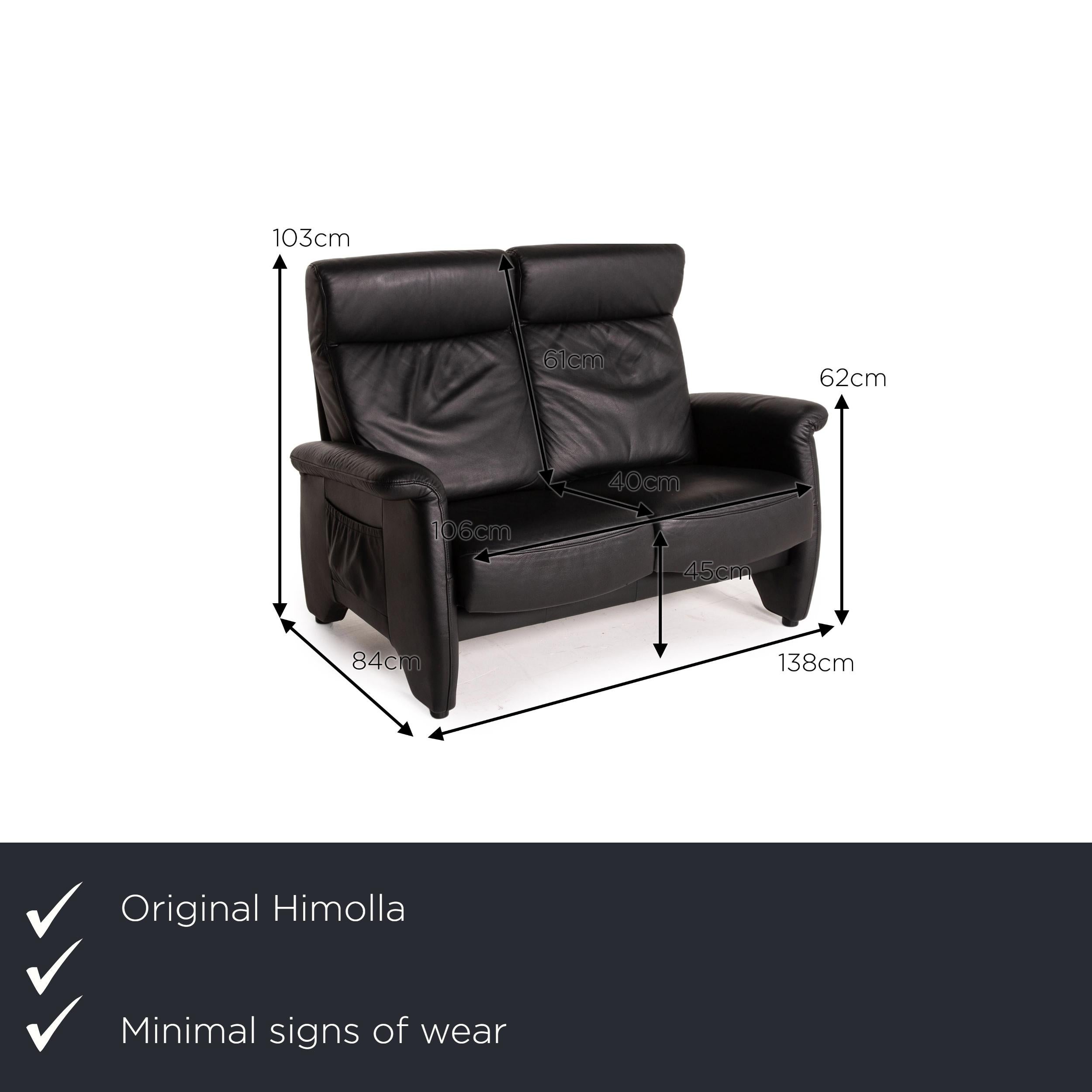 We present to you a Himolla Ergoline leather sofa black two-seater function couch.
  
 

 Product measurements in centimeters:
 

 depth: 84
 width: 138
 height: 103
 seat height: 45
 rest height: 62
 seat depth: 40
 seat width: 106
