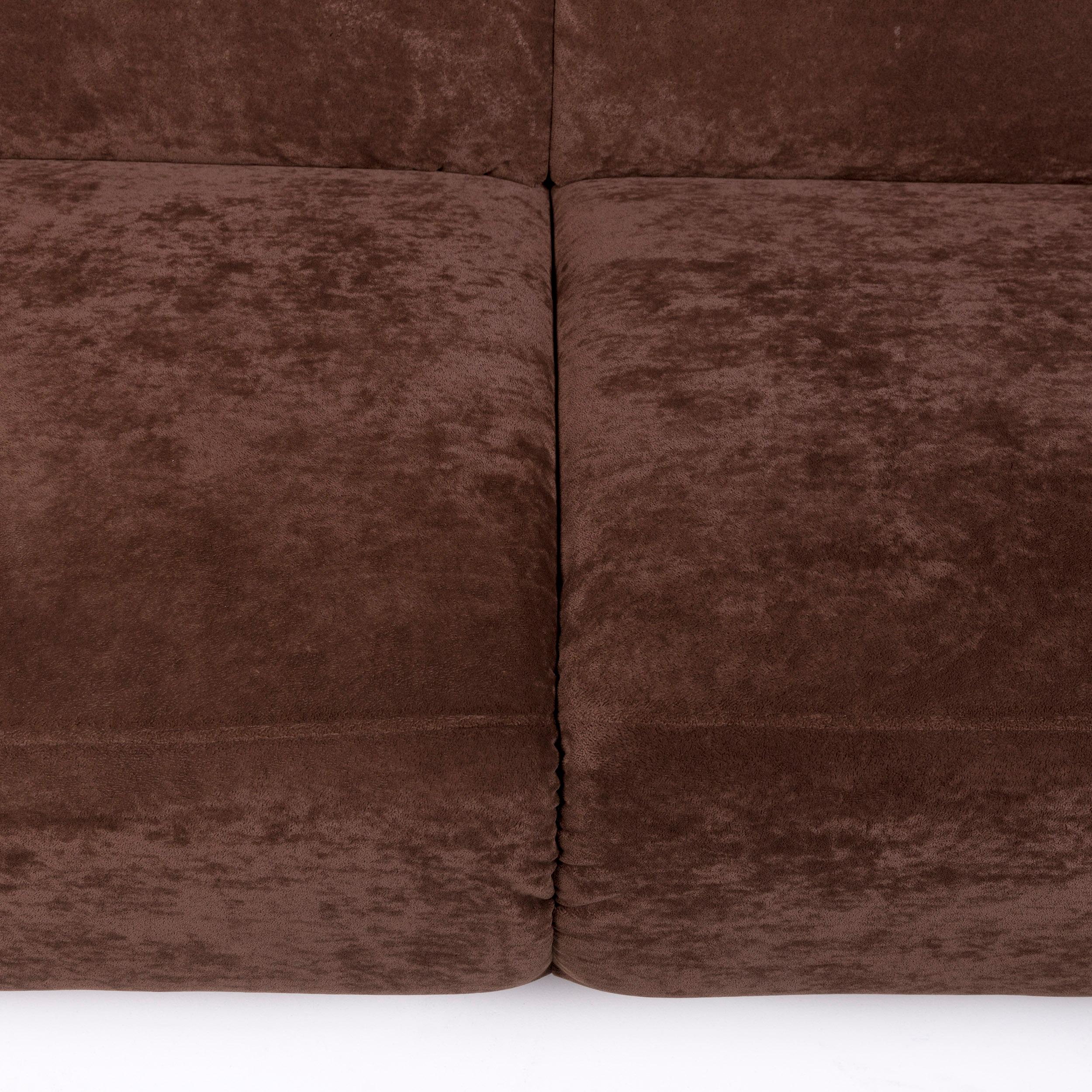 Polish Himolla Fabric Sofa Brown Two-Seat Couch For Sale