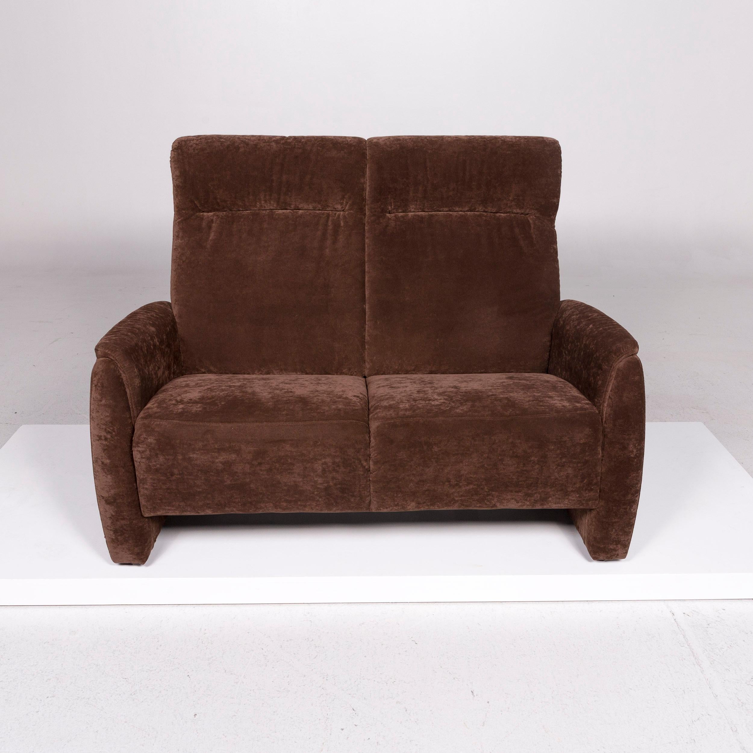 Contemporary Himolla Fabric Sofa Brown Two-Seat Couch For Sale