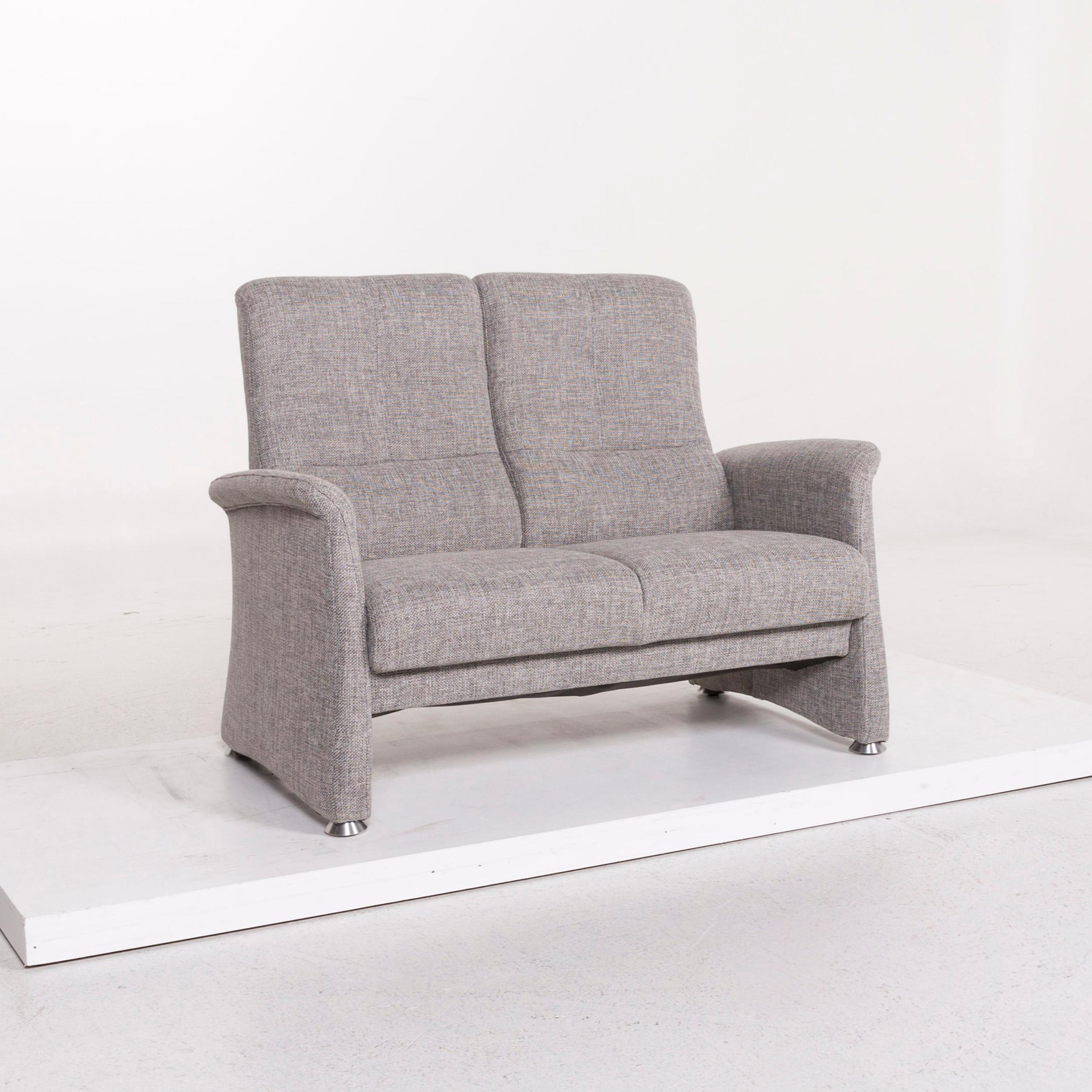 Himolla Fabric Sofa Gray Two-Seat Couch In Excellent Condition For Sale In Cologne, DE