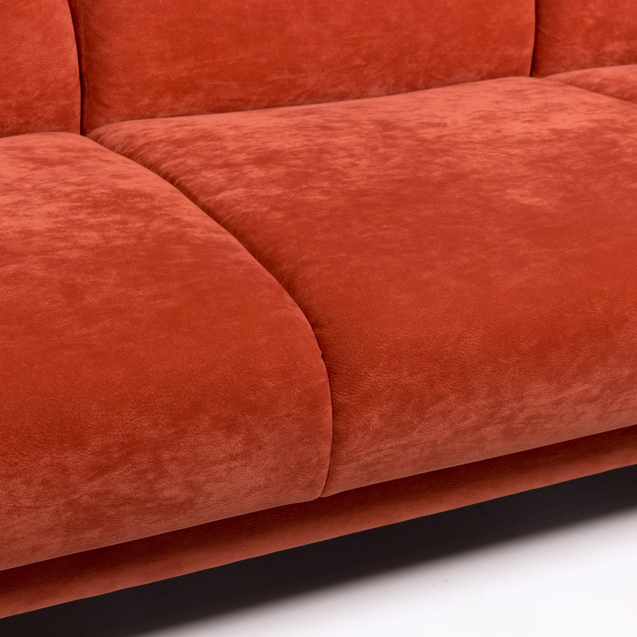 orange fabric sofa