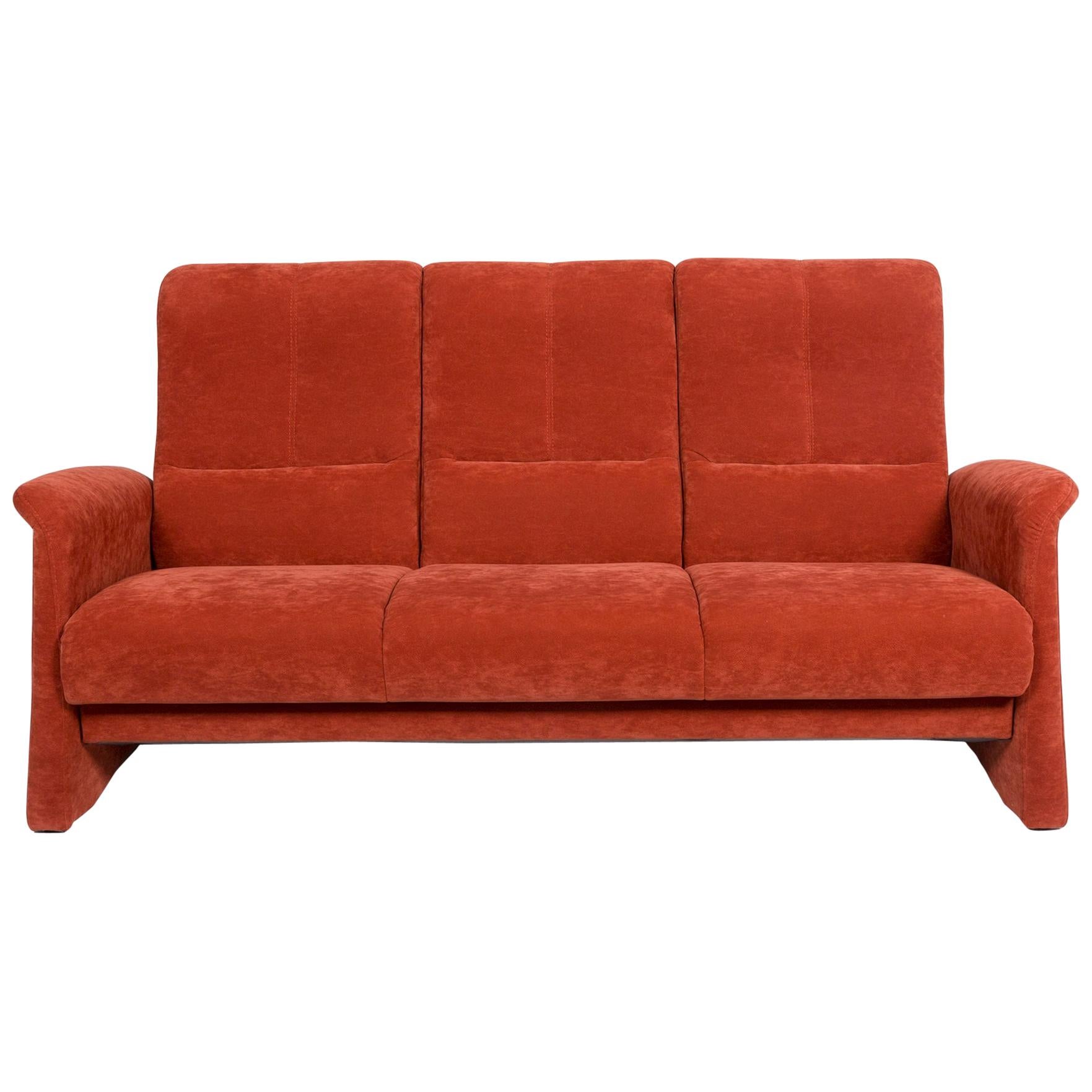 Himolla Fabric Sofa Orange Rust Red Three-Seat Couch