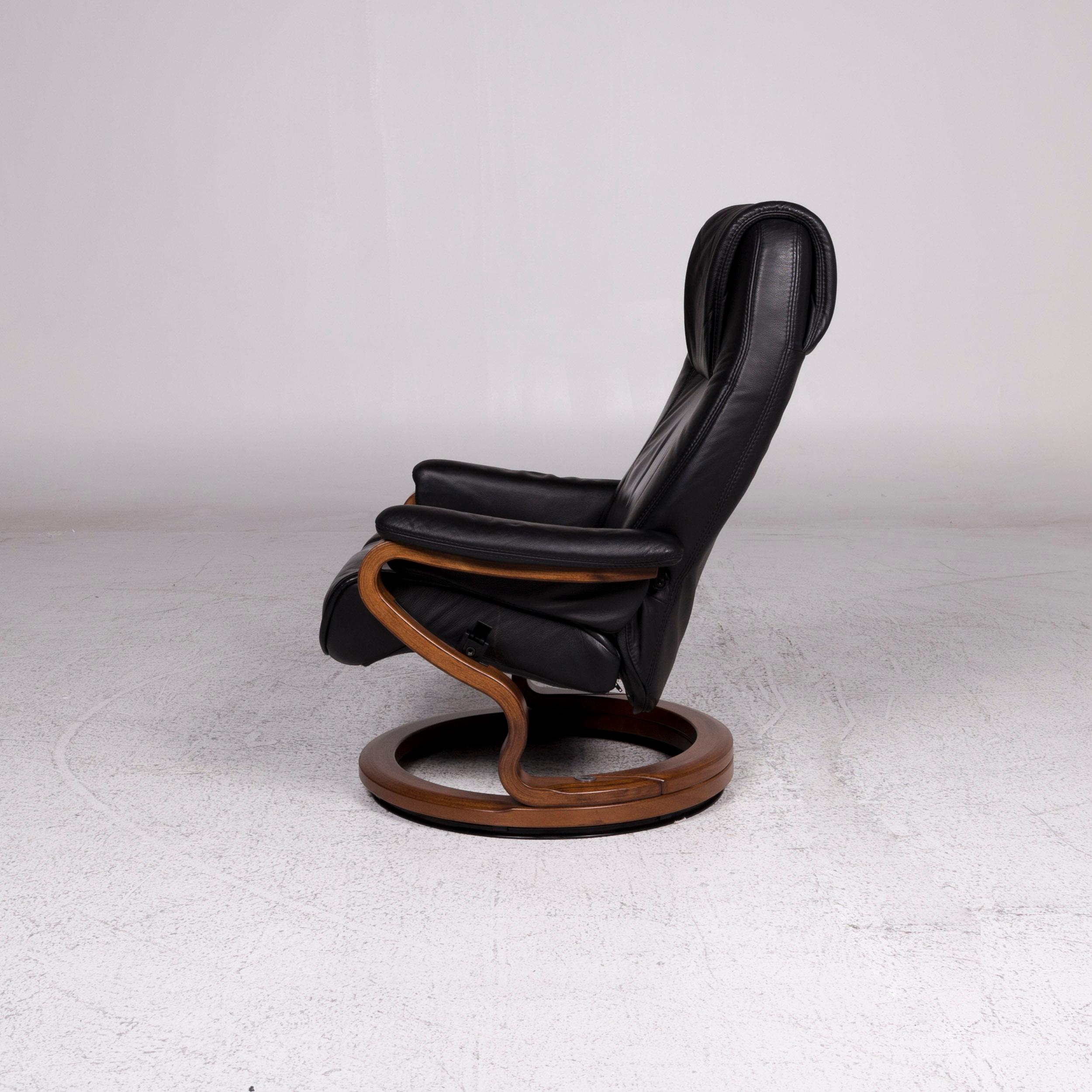 Himolla Leather Armchair Black Wood Relax Function For Sale 5