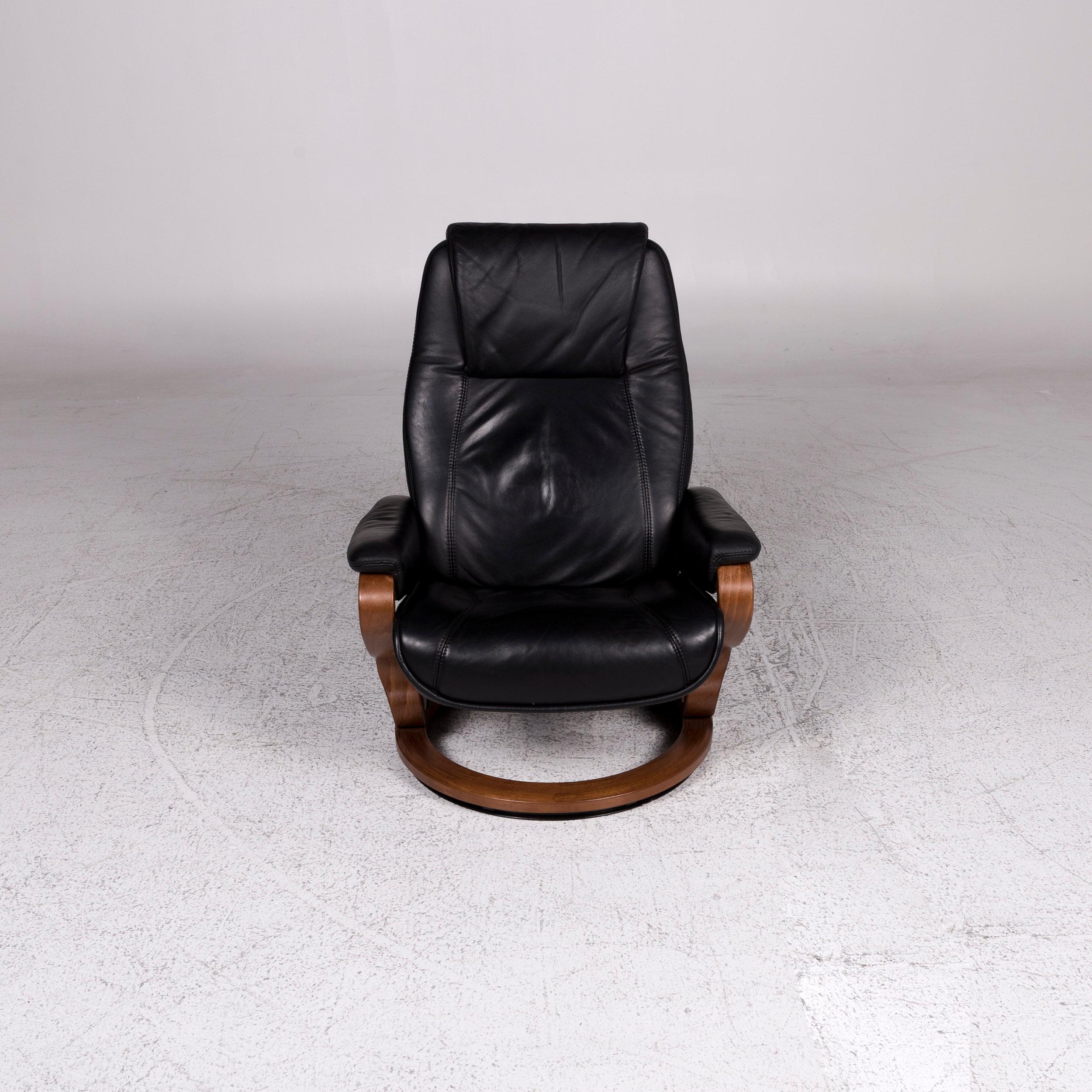 Himolla Leather Armchair Black Wood Relax Function For Sale 6