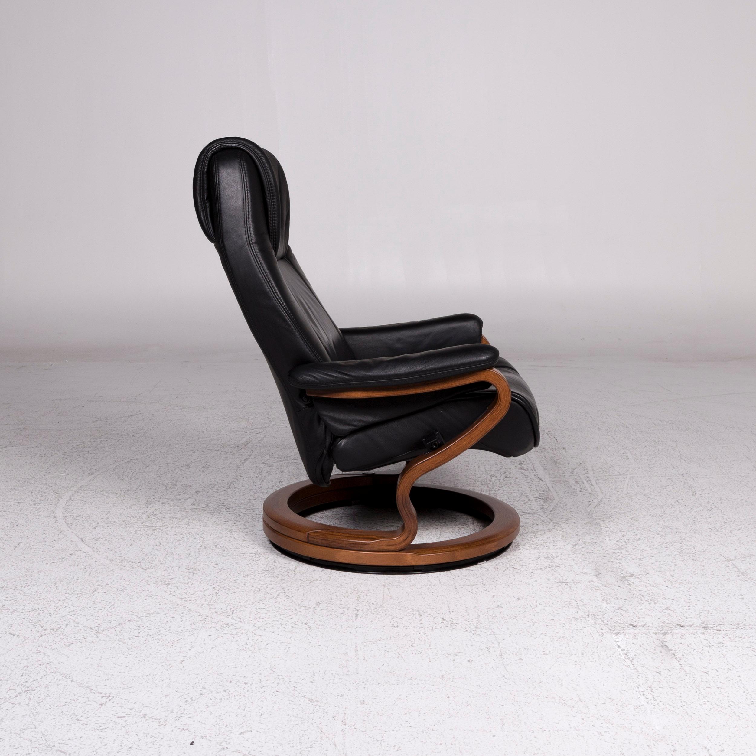 Himolla Leather Armchair Black Wood Relax Function For Sale 3