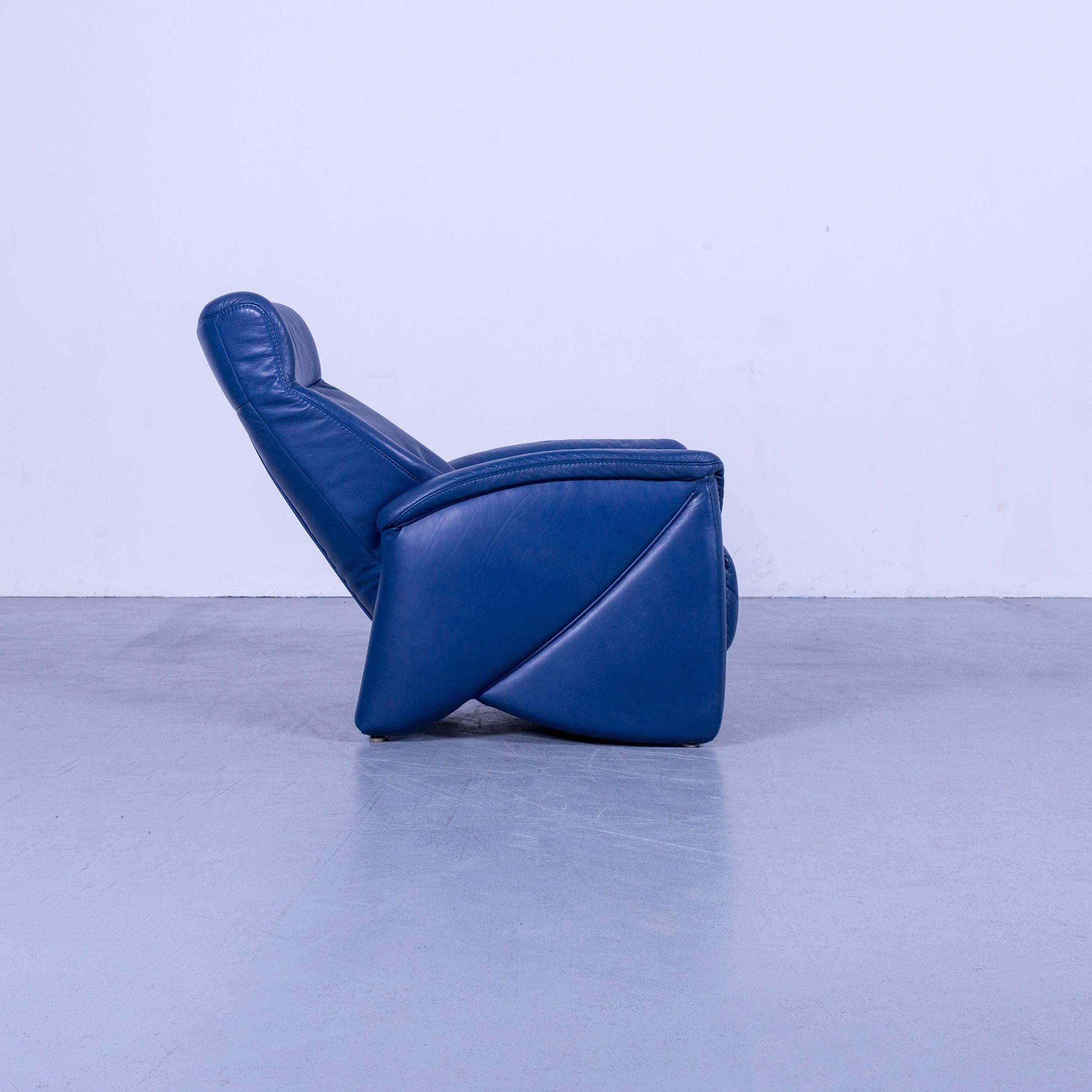 Himolla Leather Armchair Blue One-Seat Recliner In Good Condition In Cologne, DE
