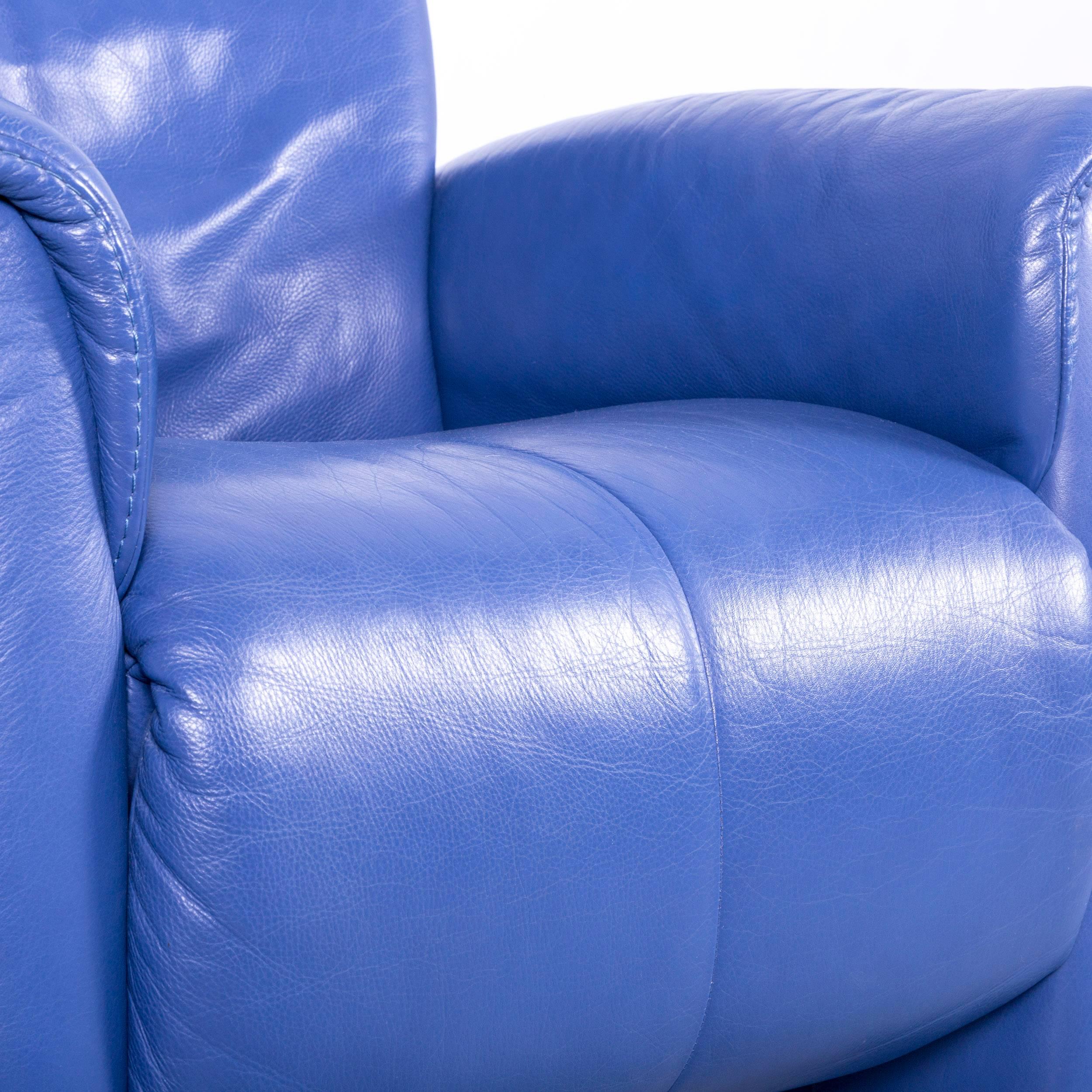 Himolla Leather Armchair Blue One-Seat Recliner 1
