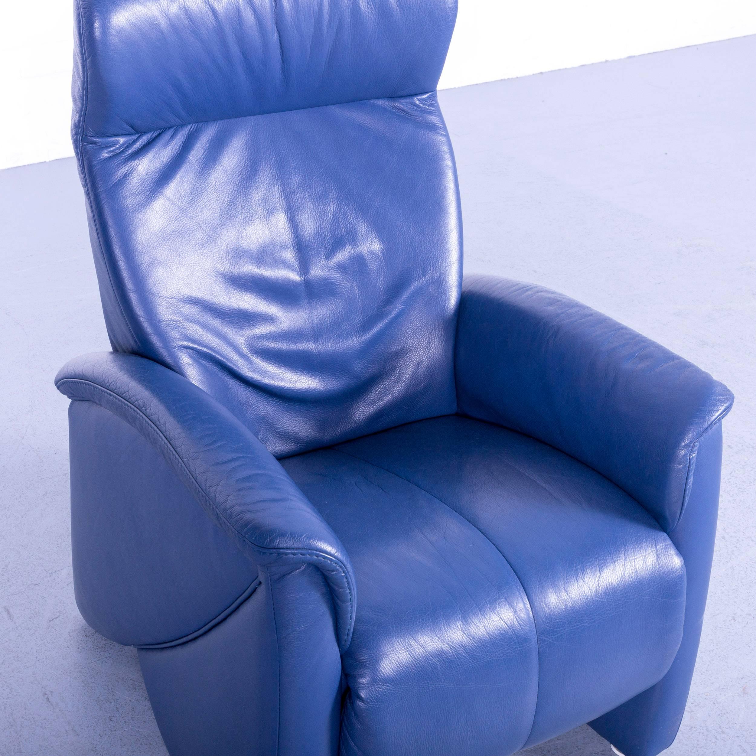 Himolla Leather Armchair Blue One-Seat Recliner 3